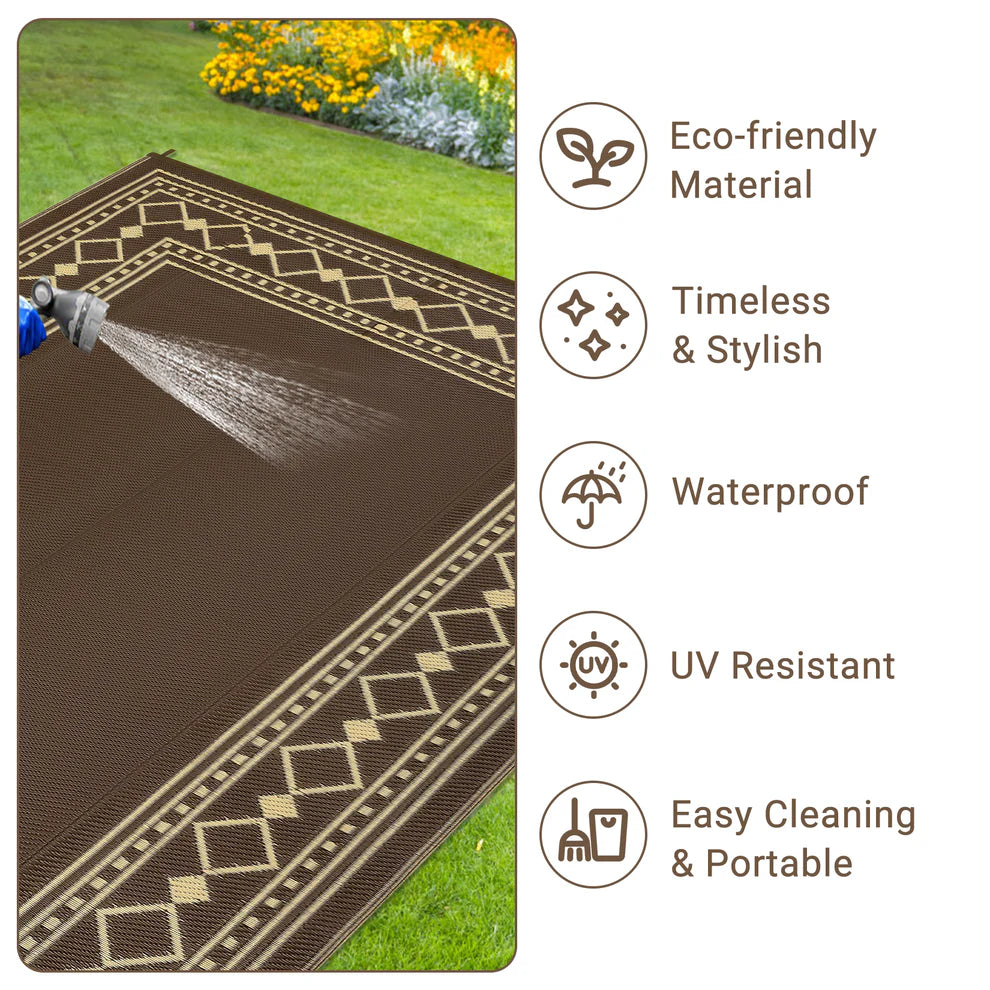 New Other Garvee 9’ x 18’ Outdoor Foldable Reversible Plastic Straw Rug, Brown
