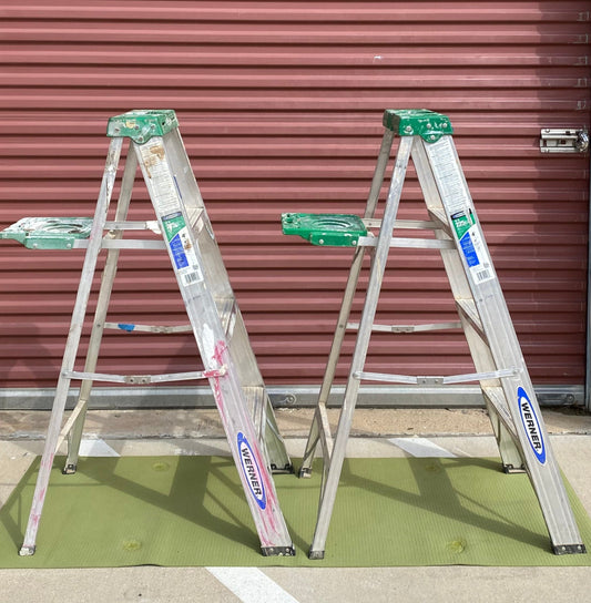 Lot Of 2 Werner 4ft. Tall 225lb. Capacity Type II Aluminum Step Ladders, Silver