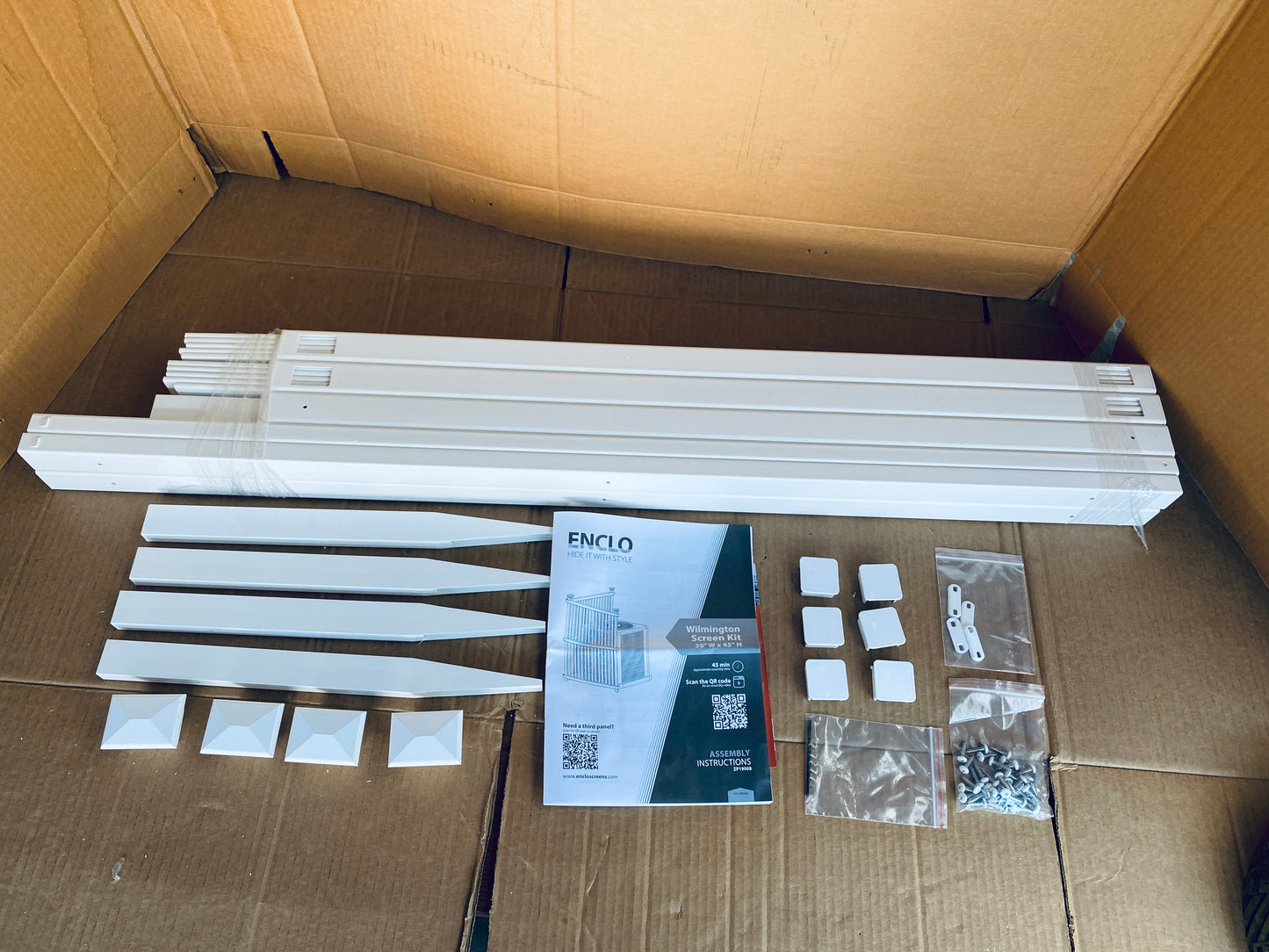 New Other Enclo Wilmington 45.5” H x 36.5” W 2 Panel White Privacy Screen Vinyl
