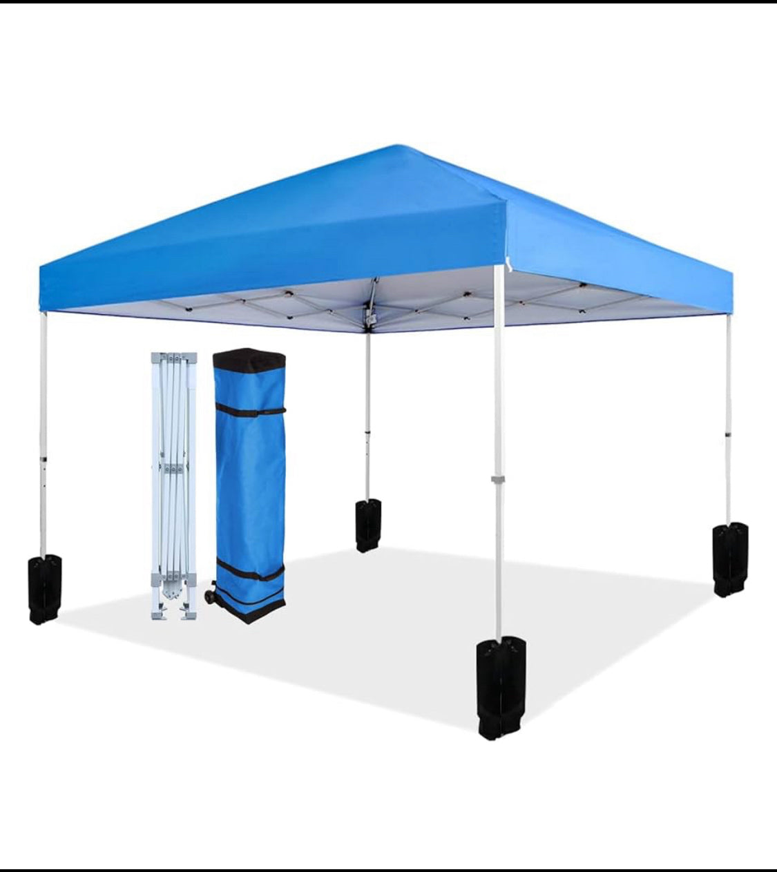 Like New Amazon Basics Portable Outdoor 10’x10’ Pop Up Canopy Tent W/ Carry Bag