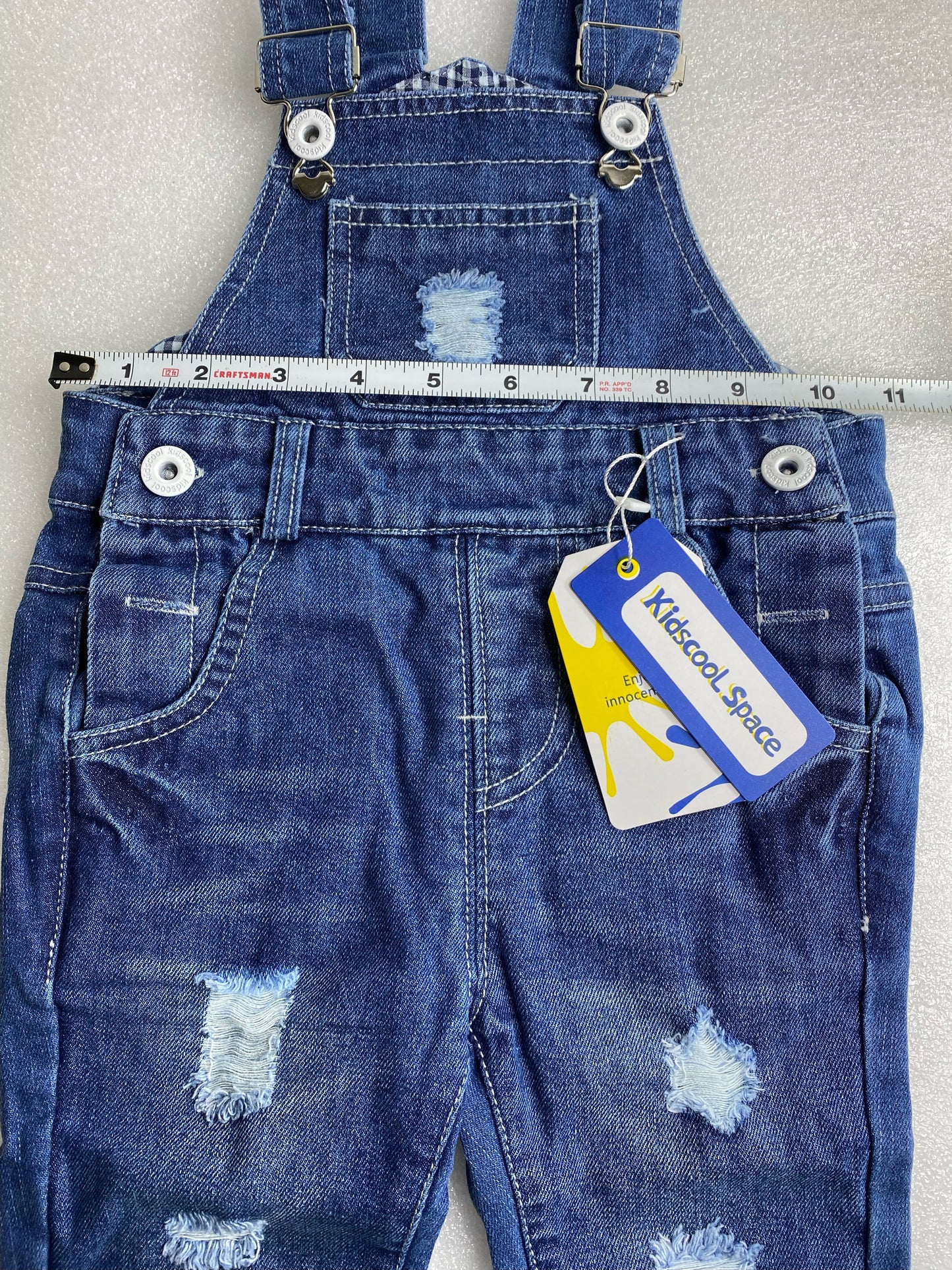 New Kidscool Space Size 12-18 M Baby Overall Small Bib Pocket Denim Workwear