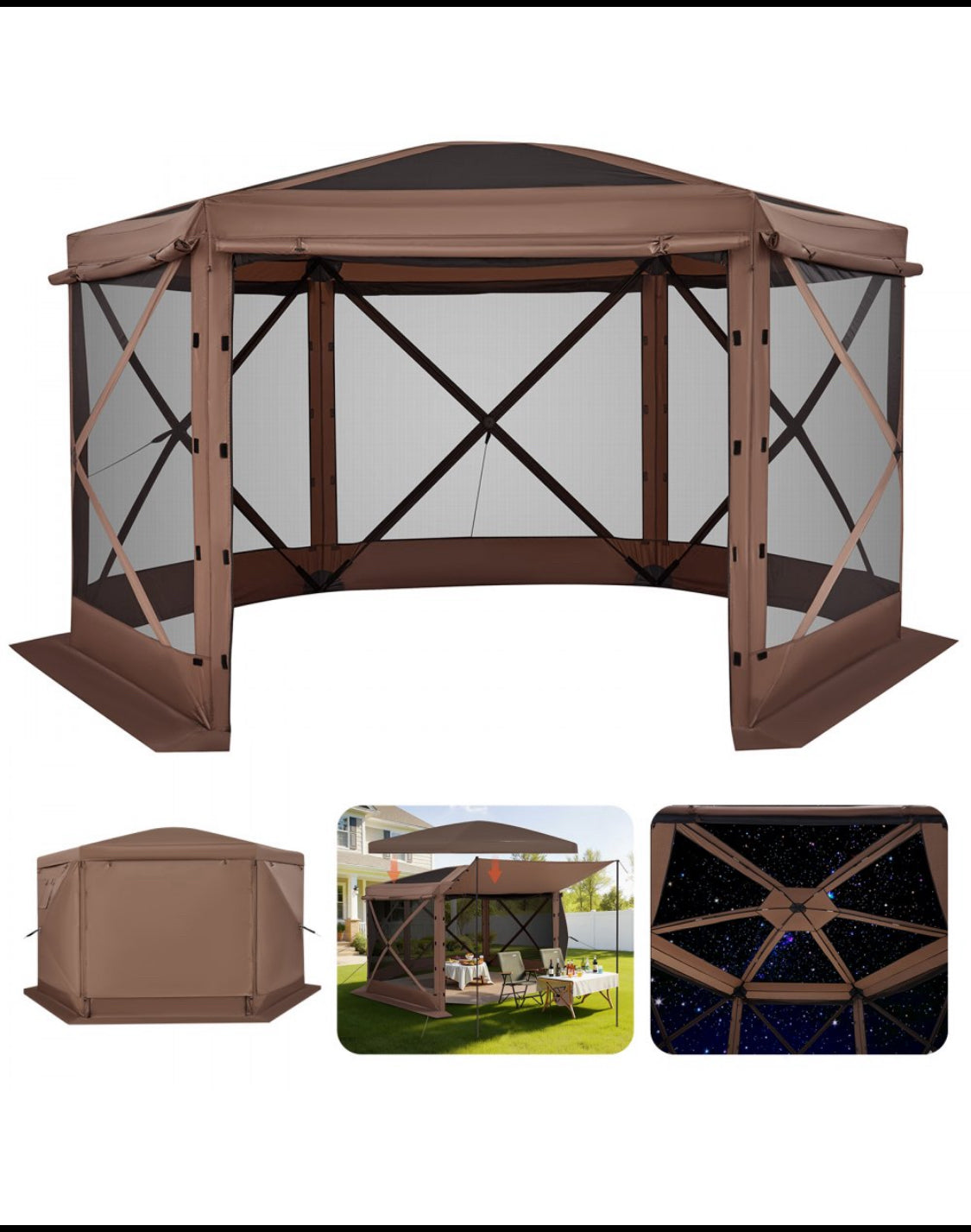 New Other VEVOR 12’x12’ 6-Sided Pop Up Canopy Gazebo Tent For 8-10 Persons