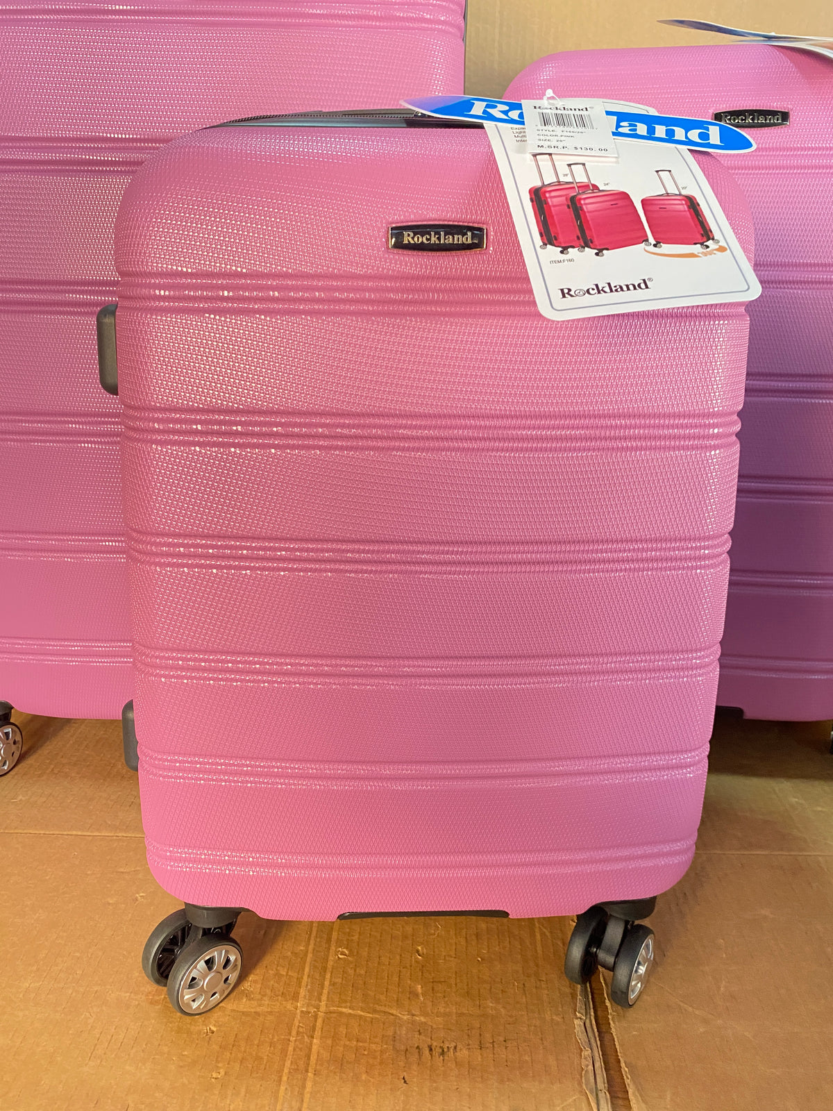 Set Of 3 - New Open Box Rockland Melbourne Expandable Spinner Wheel Luggage Set