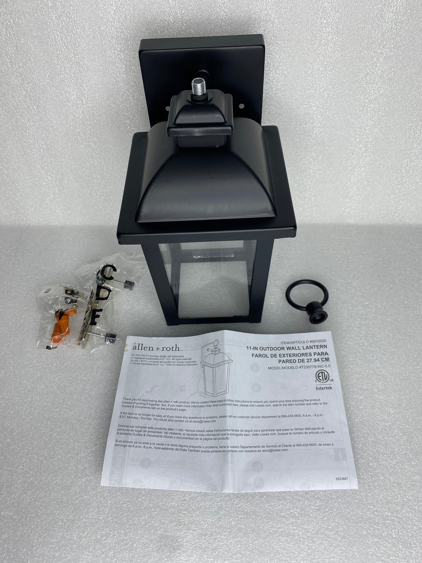 new Other-allen + roth Belford 11.4” H Hardwired Outdoor Wall Light, Matte Black