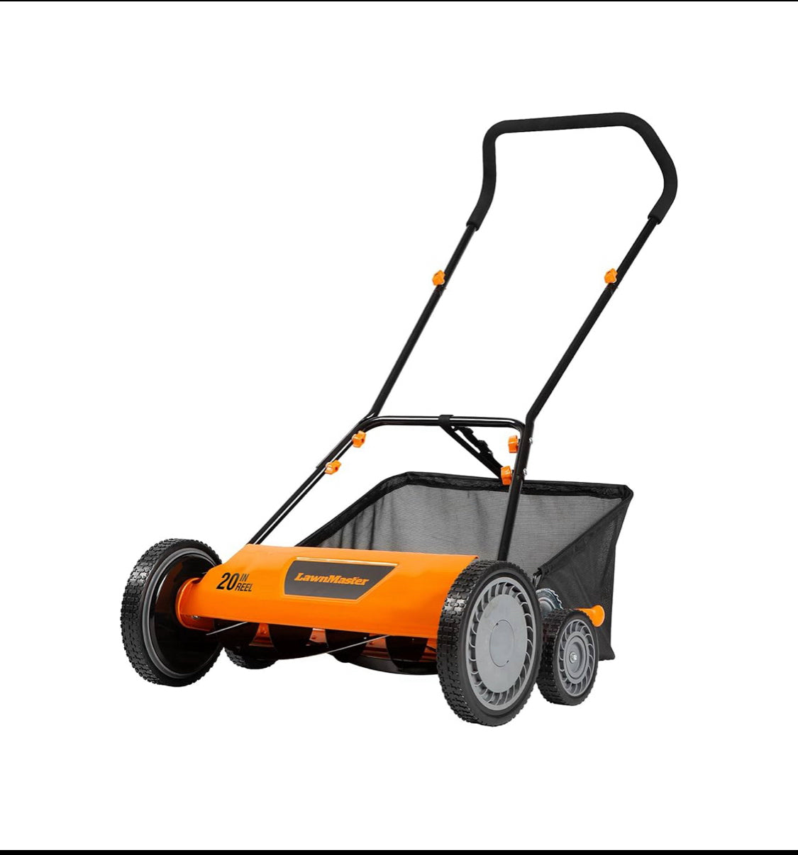 LawnMaster 20” 5-Blade Push Reel Lawn Mower, Orange/Black