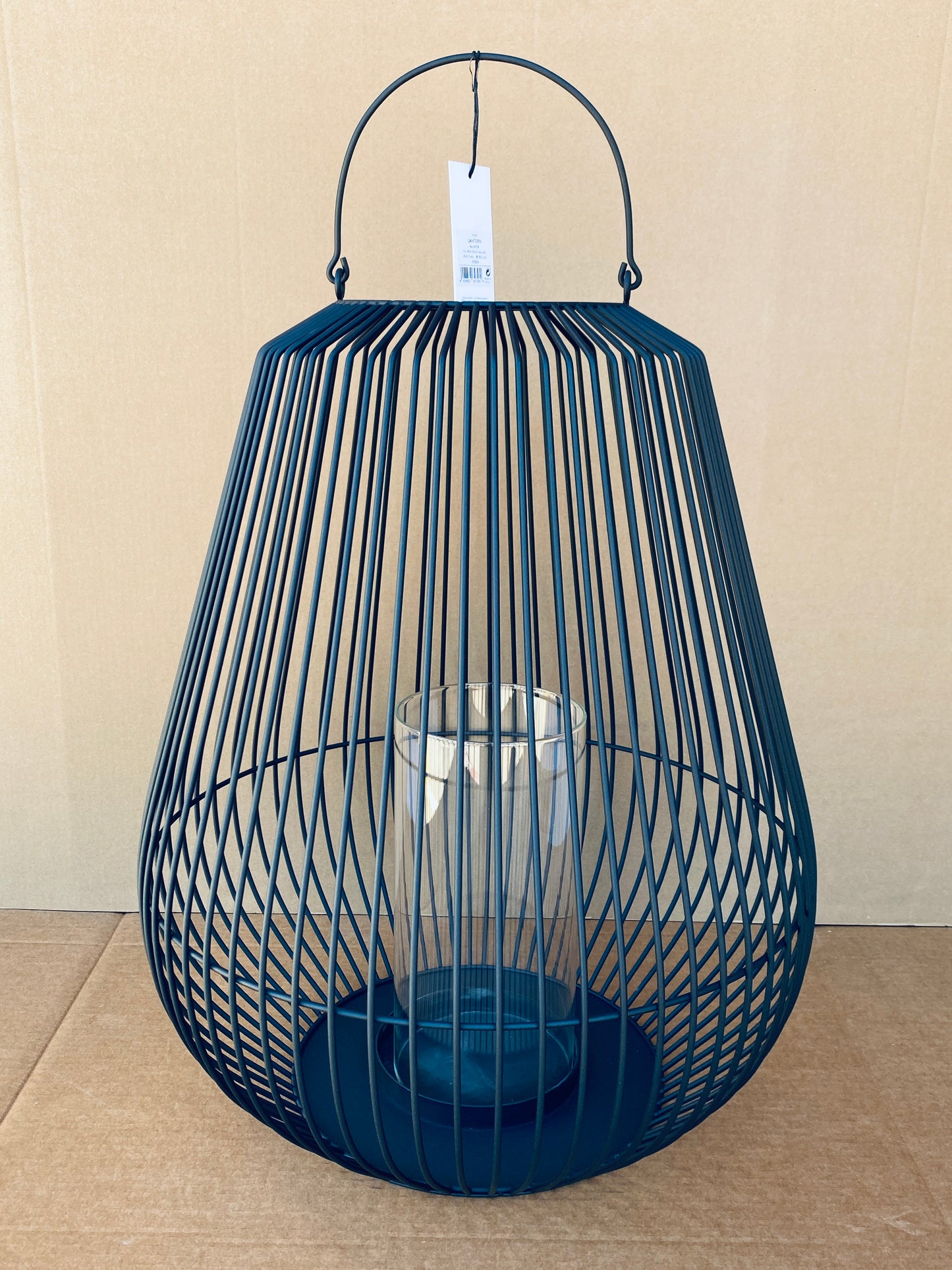 New - Blomus 20” W x 24” H 65758 Nidea Iron Lantern, Matte Black Textured