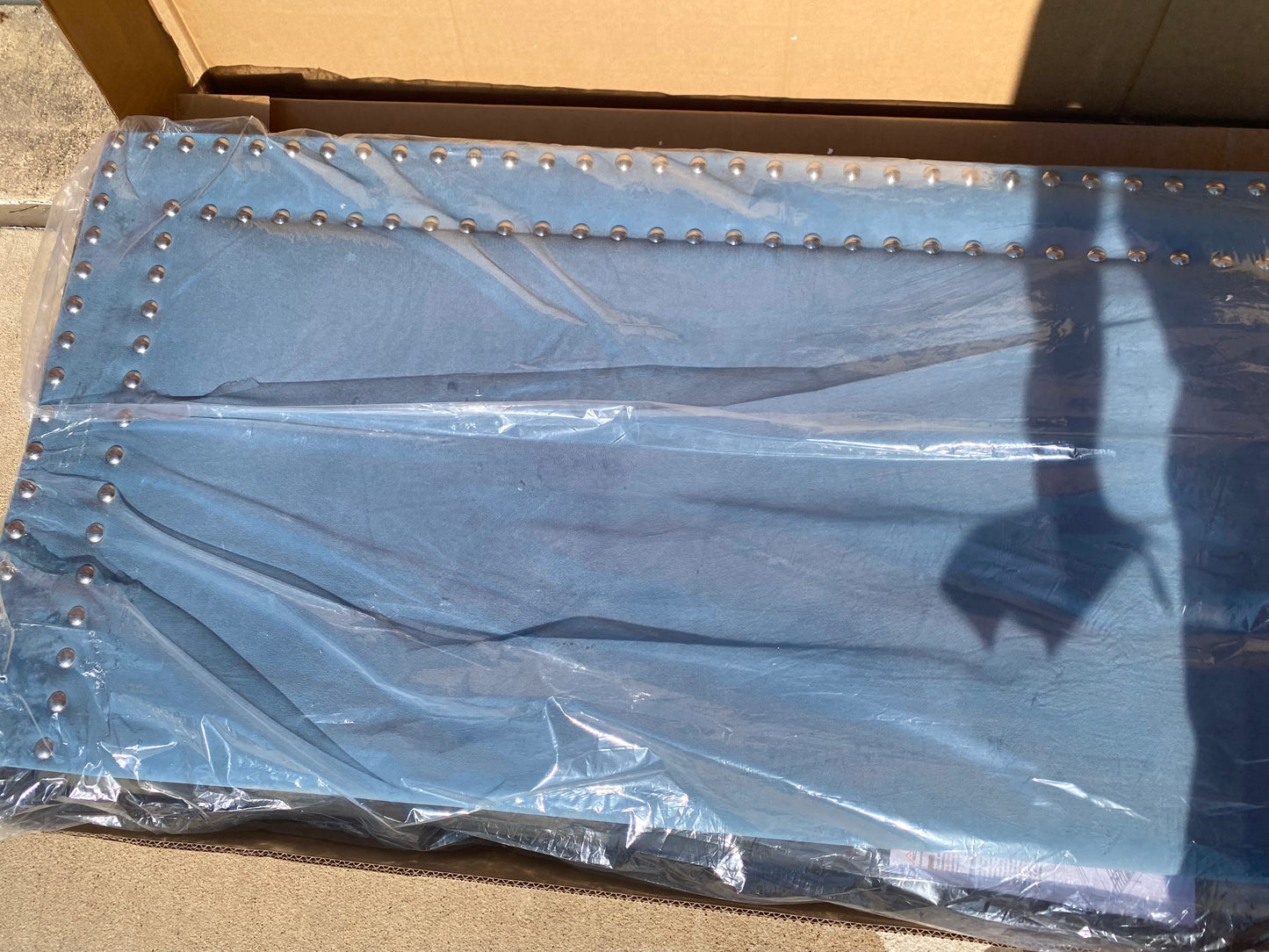 New Vecelo Full Size Platform Bed & Height Adjustable Upholstered Headboard,Blue