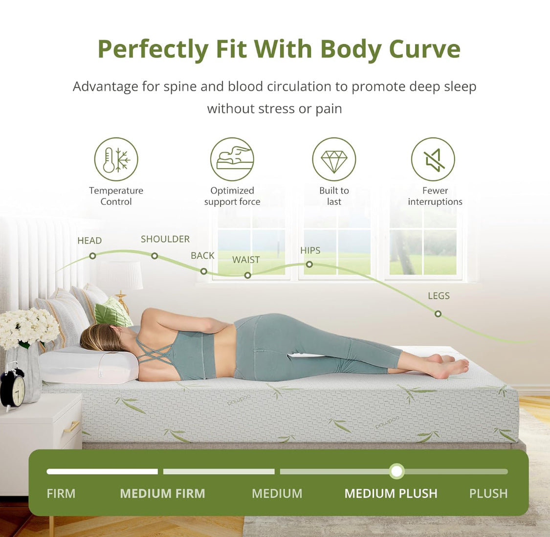 New EGOHOME 8” Twin Green Tea Memory Foam Mattress, Medium Plush