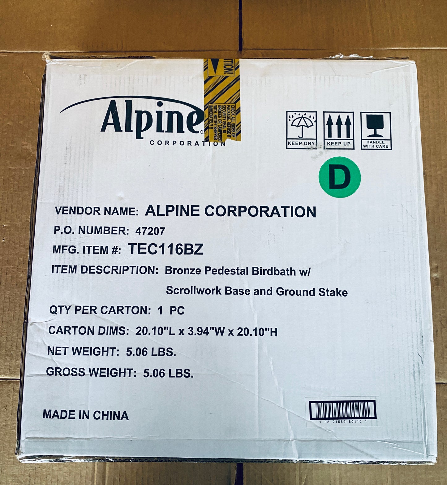 New Open Box Alpine 28" Pedestal Bird Bath With Scrollwork Base & Ground Stake