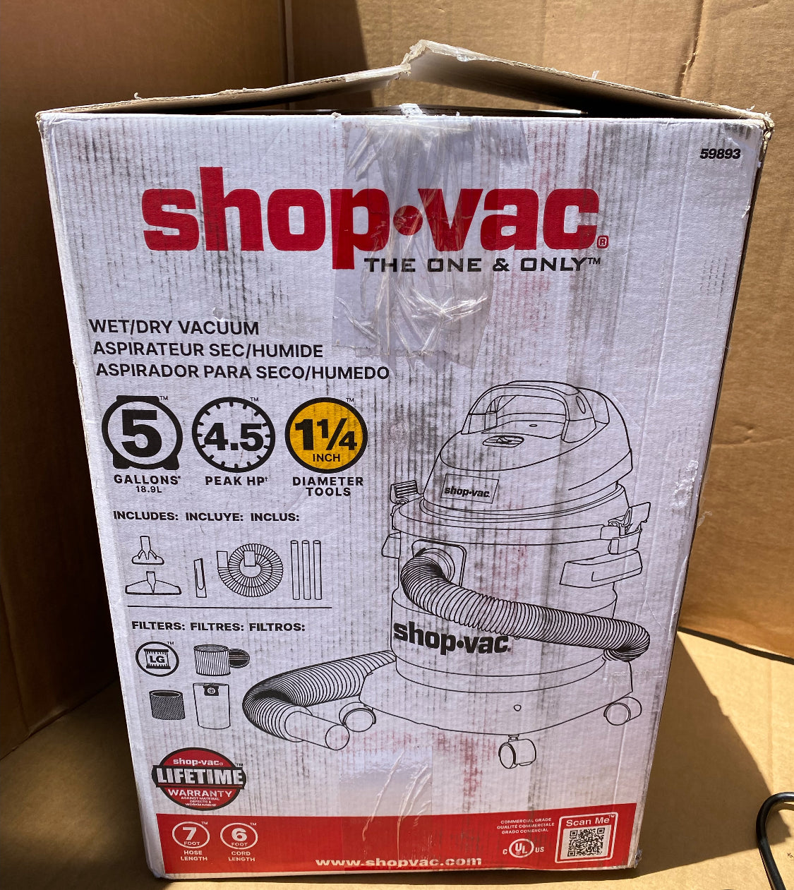 Like New Shop-Vac Wet/Dry 5 Gallon, 4.5 Peak HP Vacuum, Stainless Steel