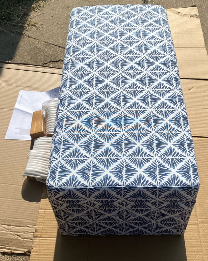 New Other HomePop 36" Decorative Storage Bench, Blue Geometric Pattern