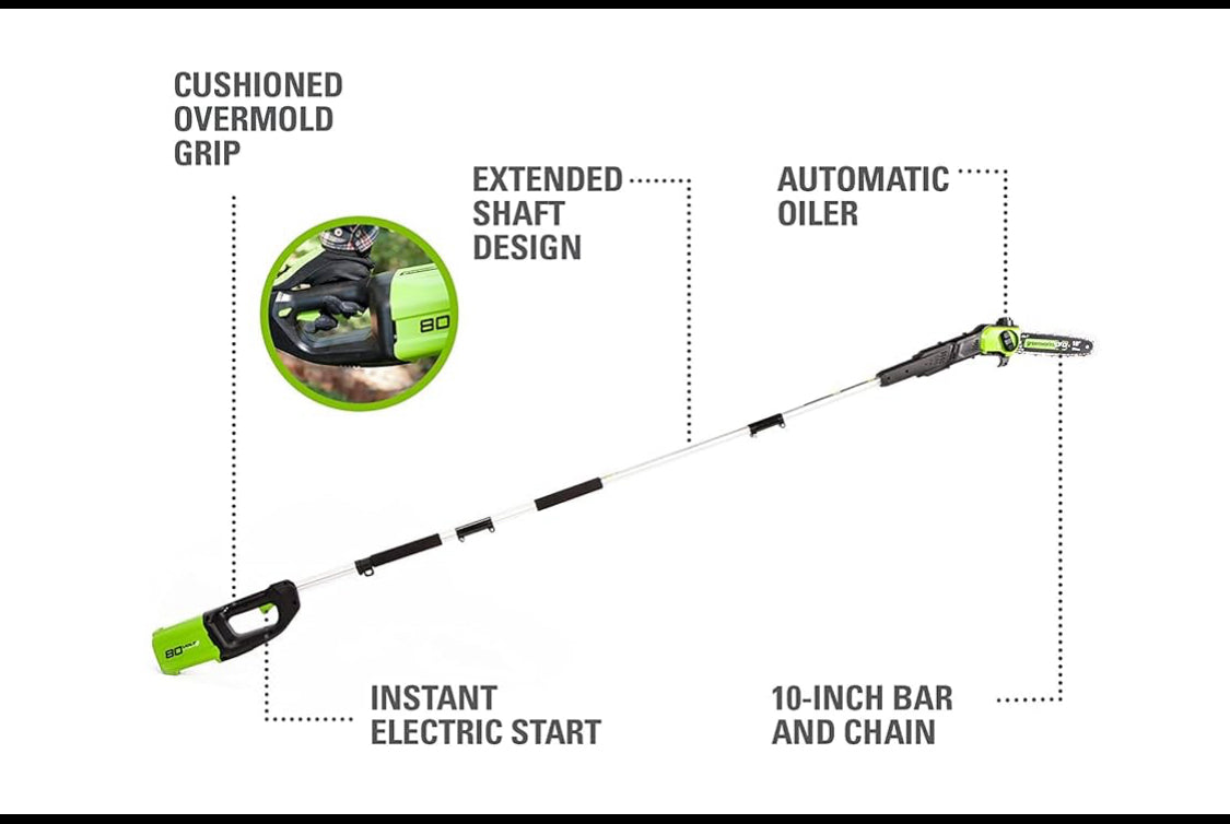 New Other Greenworks 80V 10" Cordless Polesaw For Pruning & Trimming Branches
