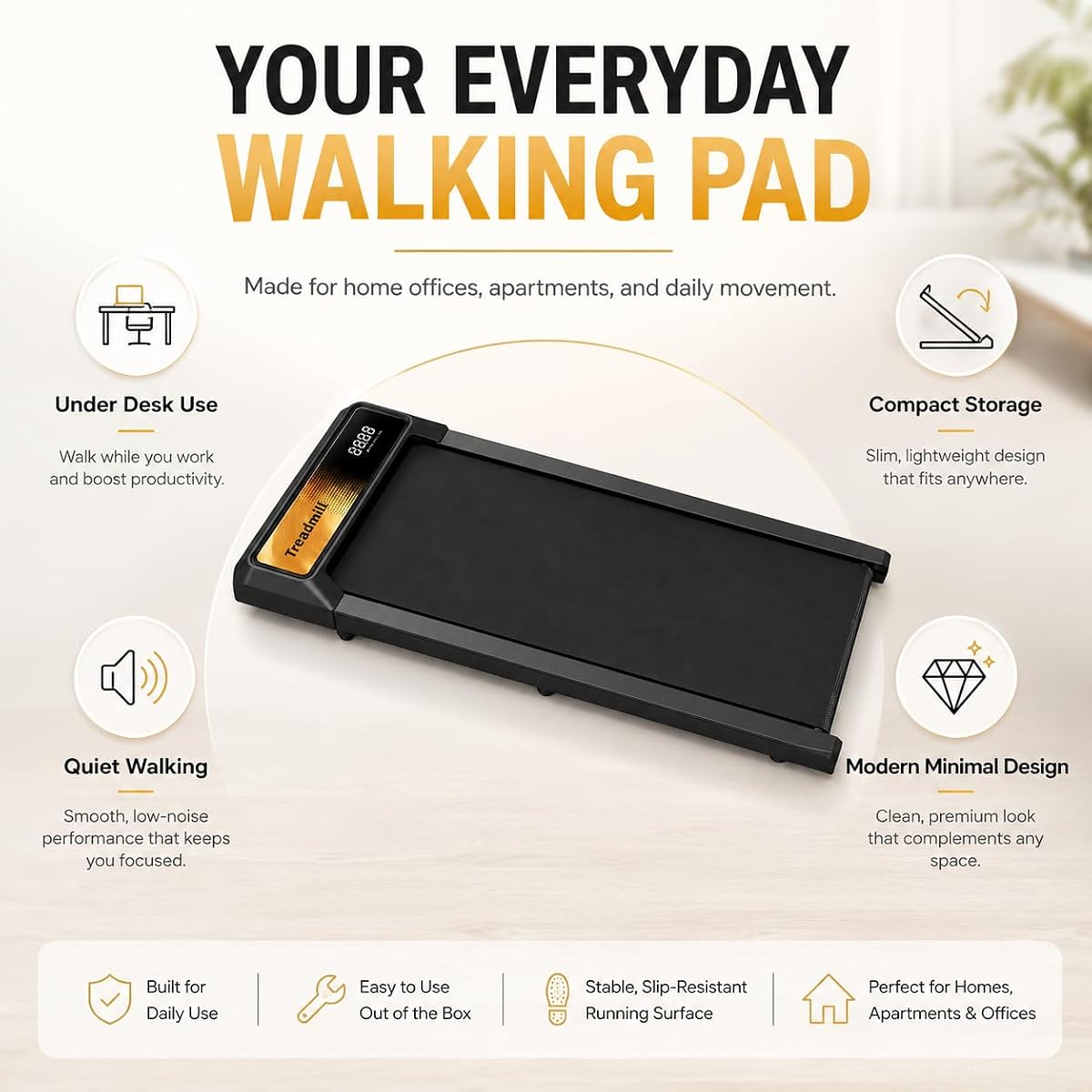 New Open Box GKYET Walking Treadmill Pad W/ 8% Incline, 2.5HP & 265lb. Capacity