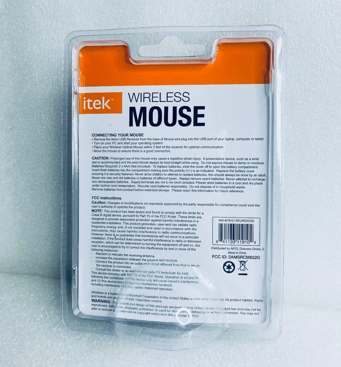 Lot Of 2 - New Itek Black Wireless 2.4GHz Mouse, 1000-1600 dpi, WM-6/1910