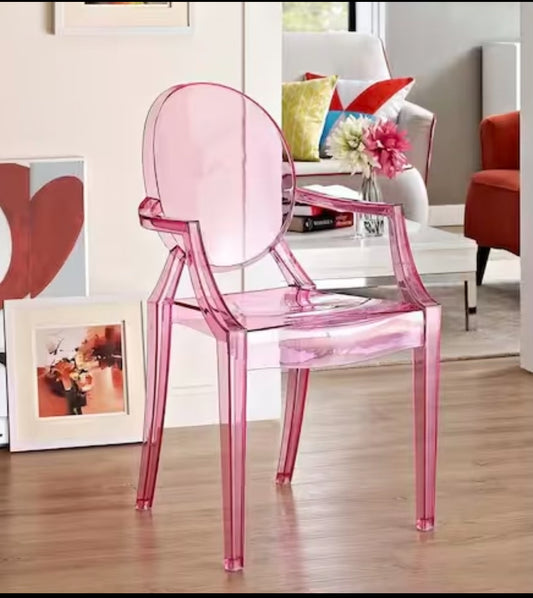 New Other Modway 36” Casper Pink Plastic Dining Arm Rest Chair With Gloss Finish