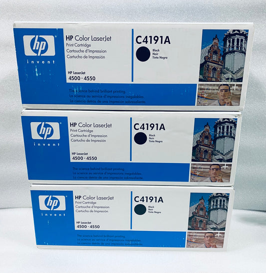 lot Of 3 New - HP Black Color LaserJet Print Cartridge C4191A For 4500 & 4550