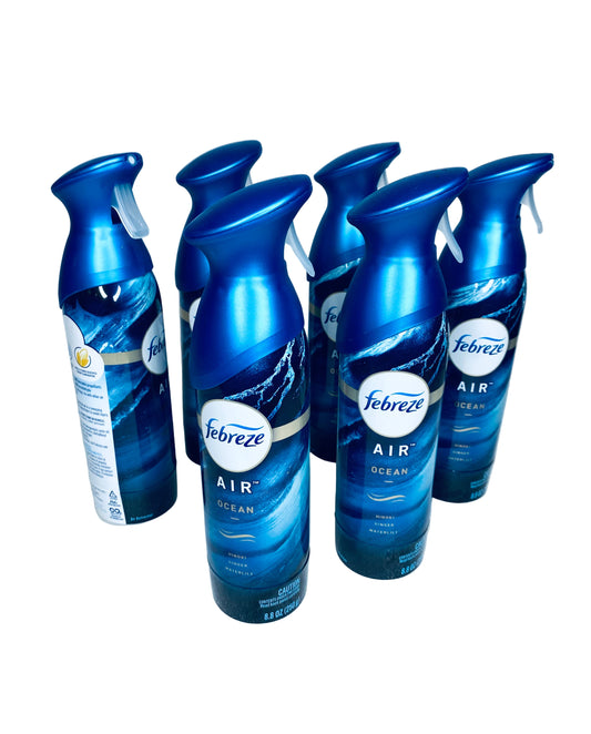 #11 - lot of 6 New - Febreze Air Ocean 8.8 oz. Spray Fresheners - (READ) - (IN CONDITION AS SHOWN)