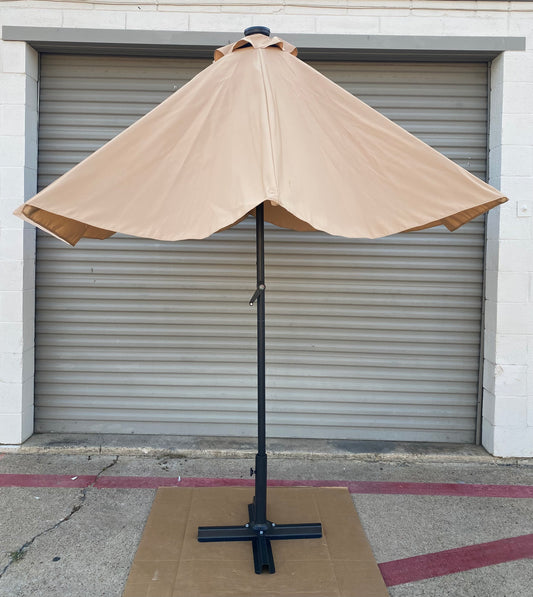Wikiwiki 9 Foot. Solar 32 LED Lights Patio Umbrella Rectangle Crank Tan - (READ)