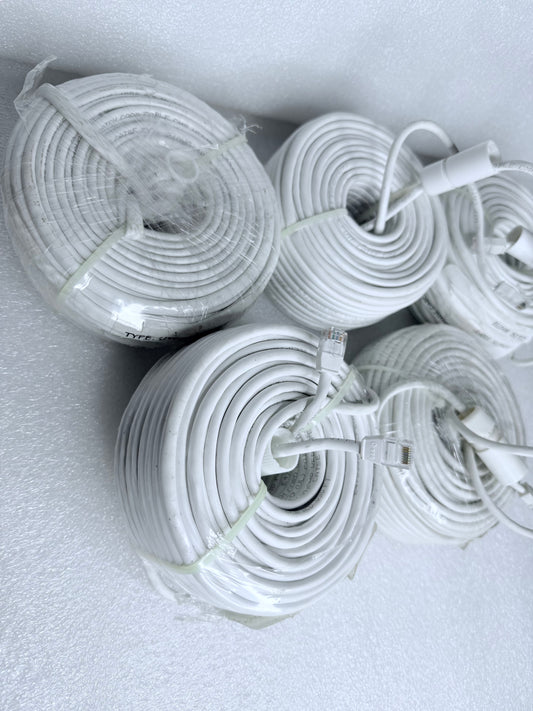 lot Of 5 - 100 Ft Cat5E POE IP Ethernet Cables For Security Cameras - (READ)