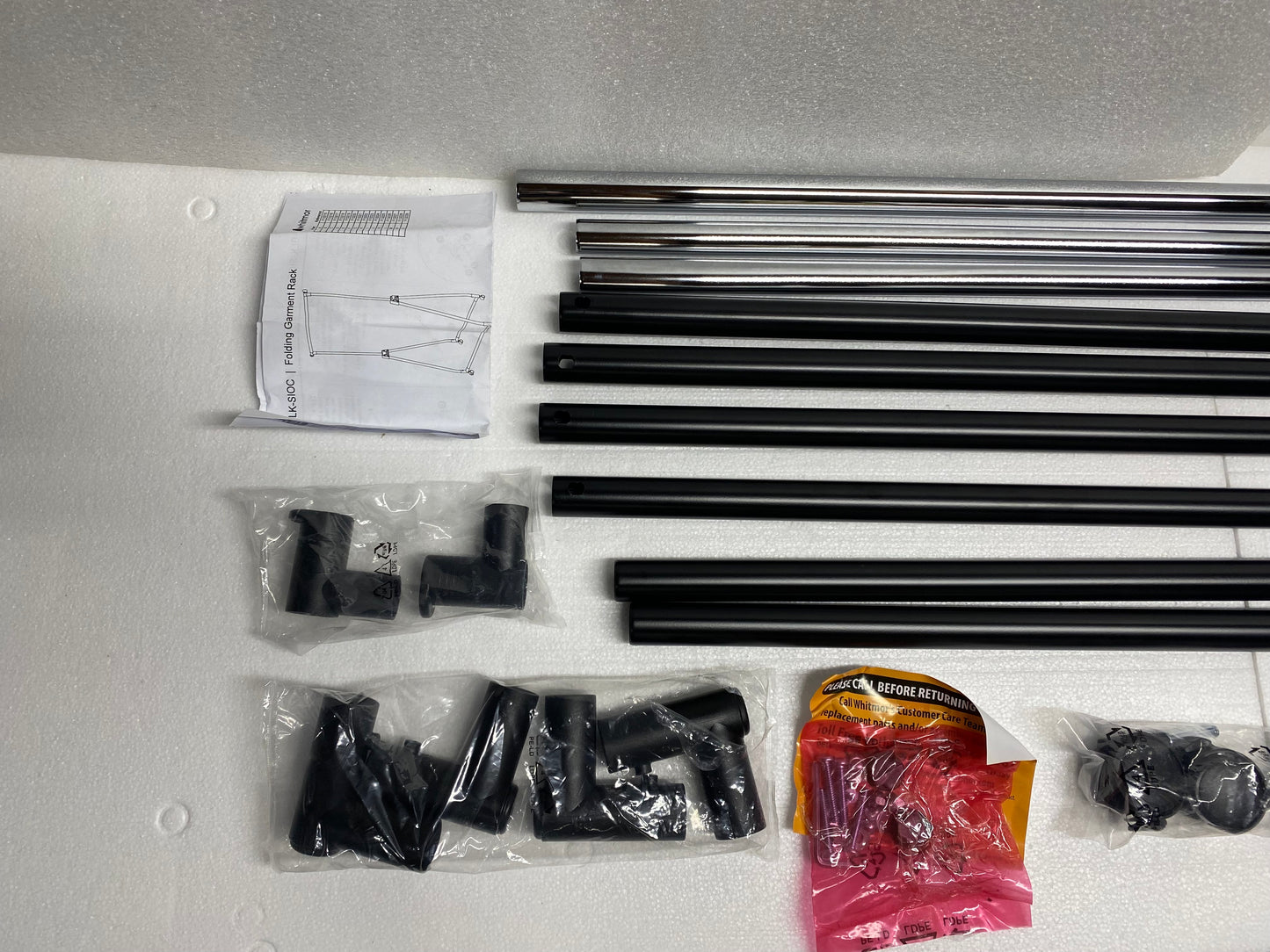 #71 - whitmor Folding Rolling Garment Rack, 38.5" - 66.25", 6765-7519-B - (READ) - (IN CONDITION AS SHOWN)