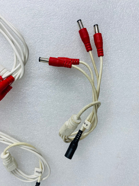 lot Of 5 - Q-See 12V In DC 12" Power Splitters, 1 Female to 4 Male Tips - (READ)