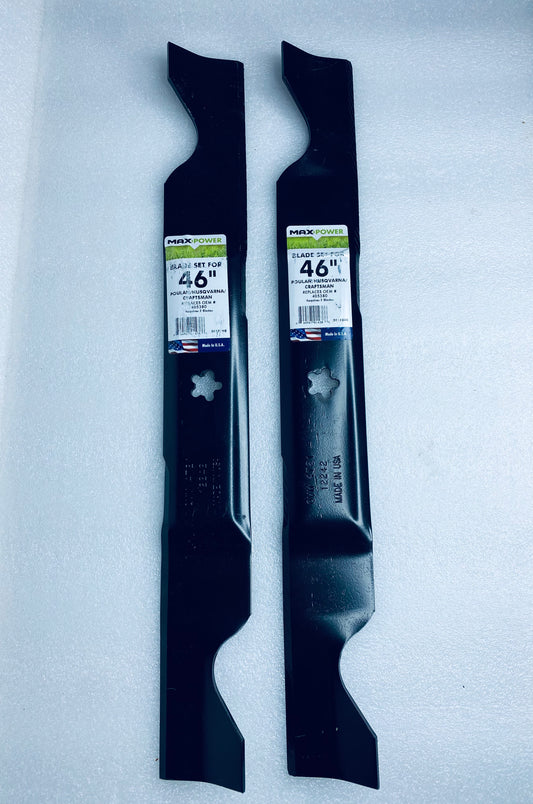 maxPower 561739B 2 Blade Set for 46" Cut Craftsman, Husqvarna, Poulan - (READ)