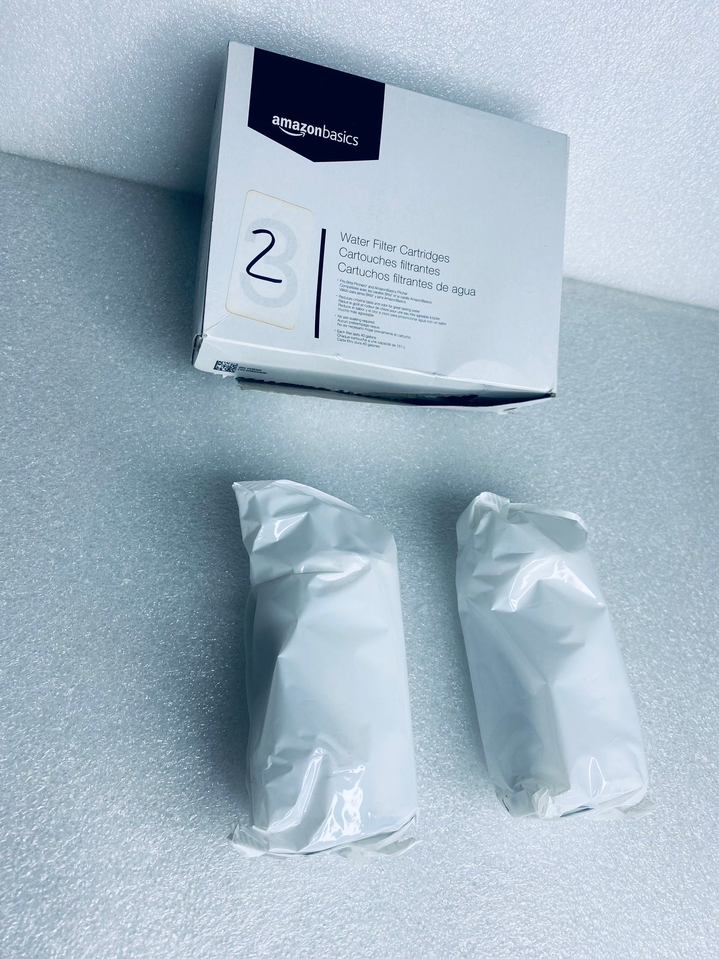 #34 - lot Of 2 -Open Box Amazon Basics Replacement Water Filters 1038346- (READ) - (IN CONDITION AS SHOWN)