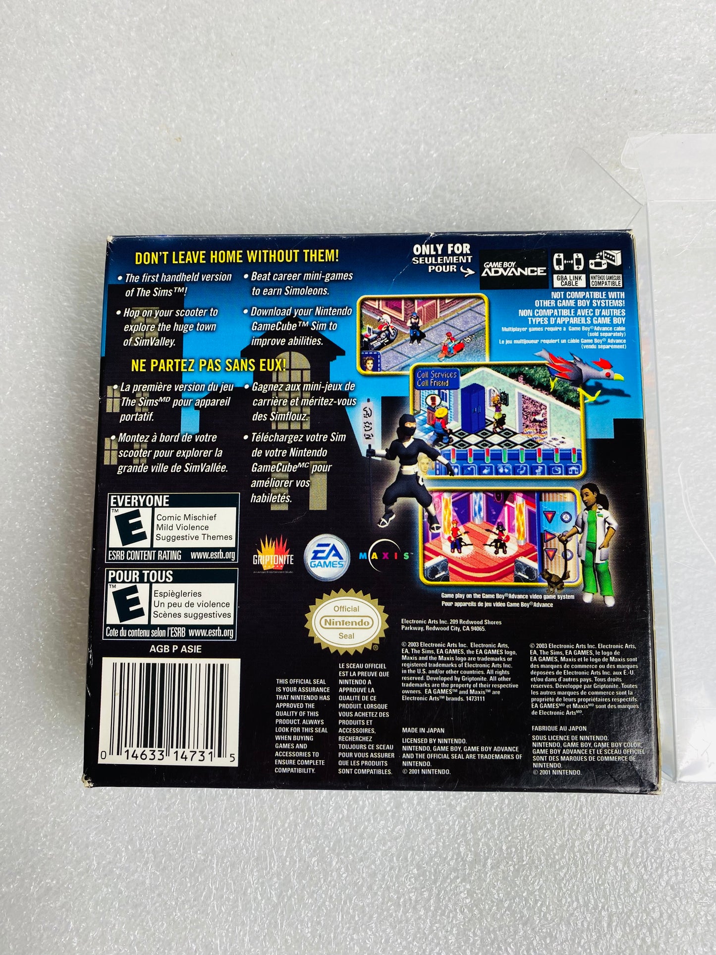 the Sims Bustin' Out (Nintendo Game Boy Advance, 2003) W/Plastic Cover - (READ)