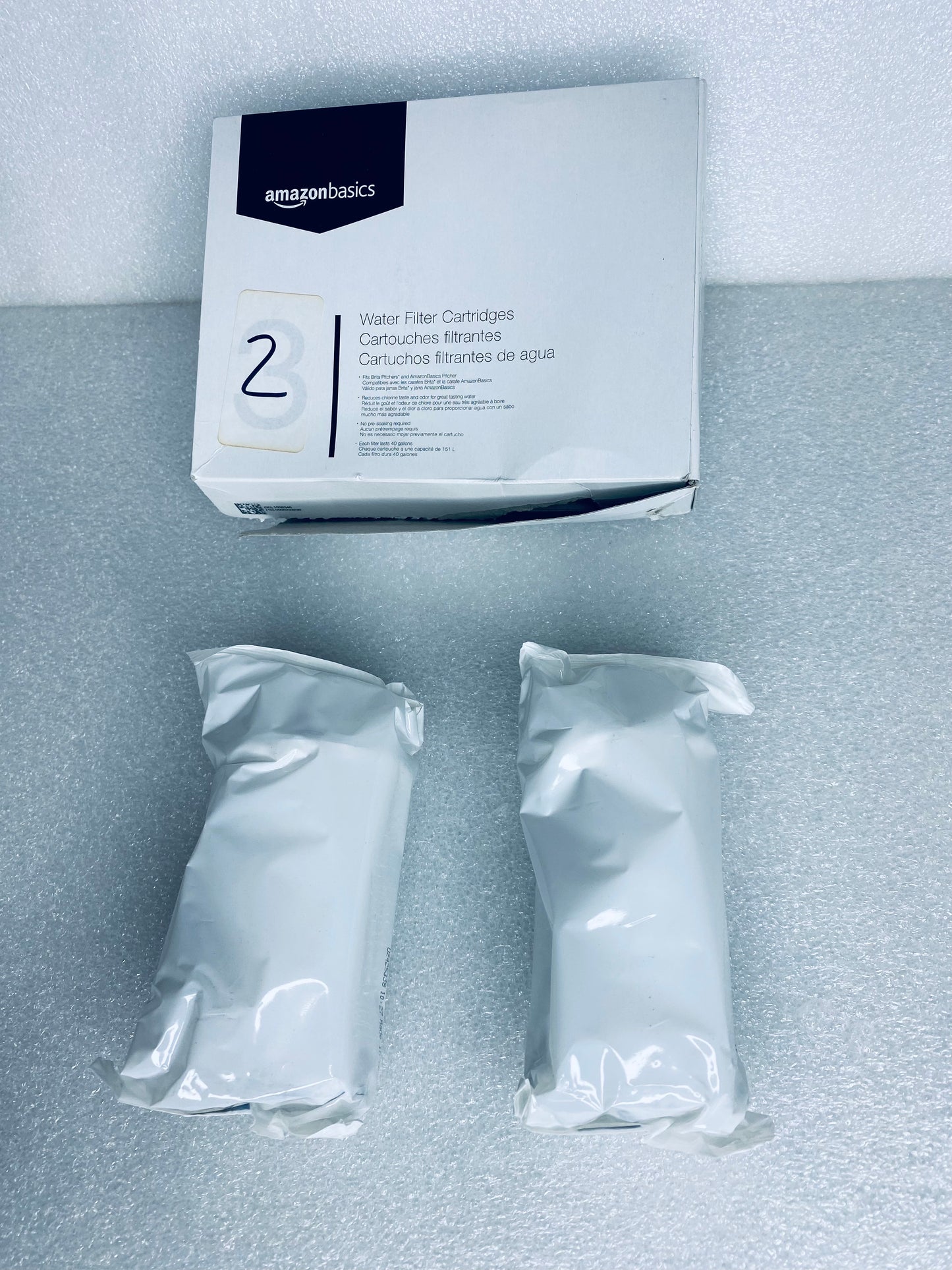 #34 - lot Of 2 -Open Box Amazon Basics Replacement Water Filters 1038346- (READ) - (IN CONDITION AS SHOWN)