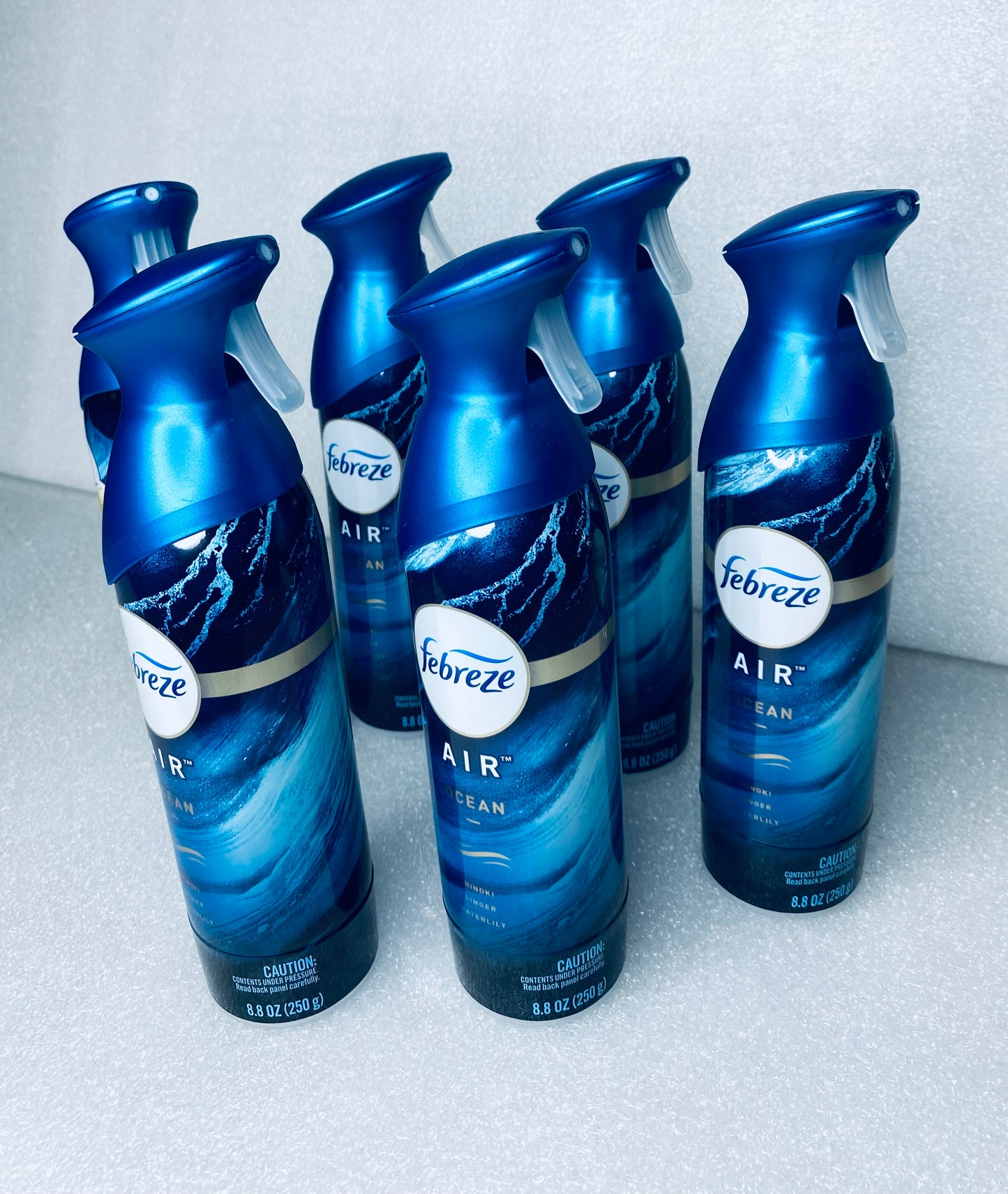 #11 - lot of 6 New - Febreze Air Ocean 8.8 oz. Spray Fresheners - (READ) - (IN CONDITION AS SHOWN)