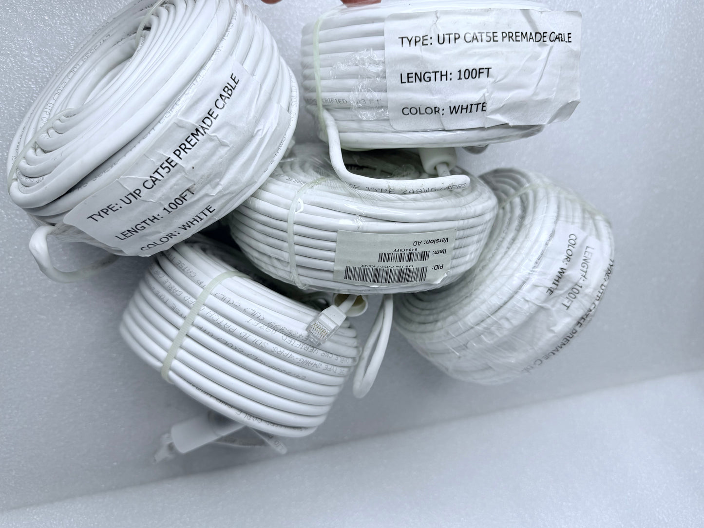 lot Of 5 - 100 Ft Cat5E POE IP Ethernet Cables For Security Cameras - (READ)