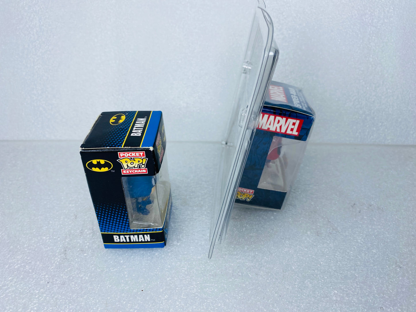 lot Of 2 Pocket Funko Pop Keychains, Spider-Man & Classic Batman - (READ)