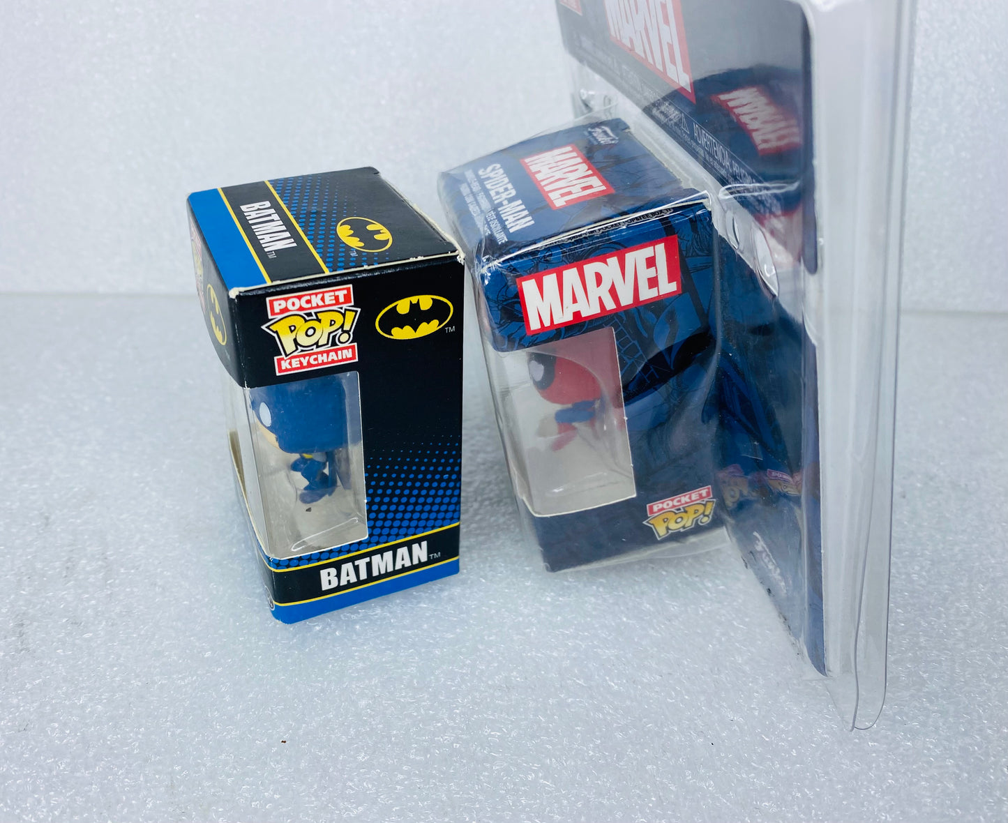 lot Of 2 Pocket Funko Pop Keychains, Spider-Man & Classic Batman - (READ)