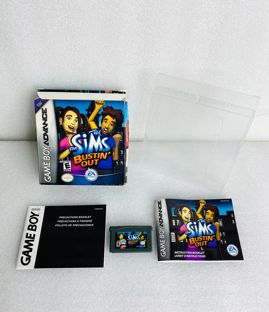 the Sims Bustin' Out (Nintendo Game Boy Advance, 2003) W/Plastic Cover - (READ)