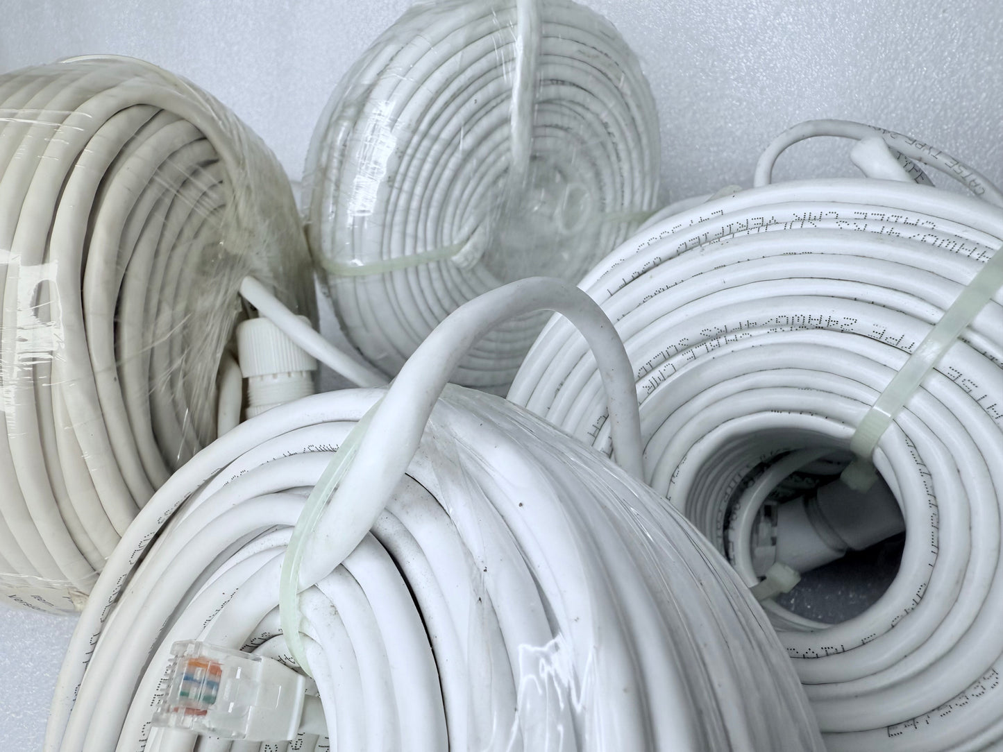lot Of 5 - 100 Ft Cat5E POE IP Ethernet Cables For Security Cameras - (READ)