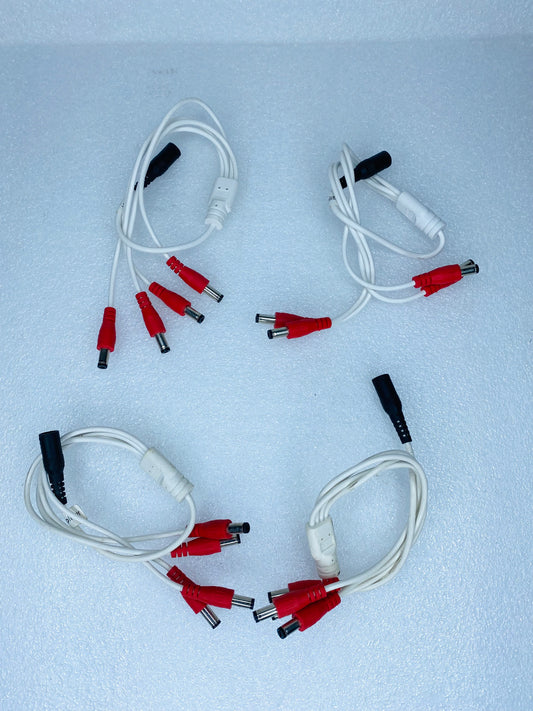 lot Of 4 - Q-See 12V In DC 12" Power Splitters, 1 Female to 4 Male Tips - (READ)