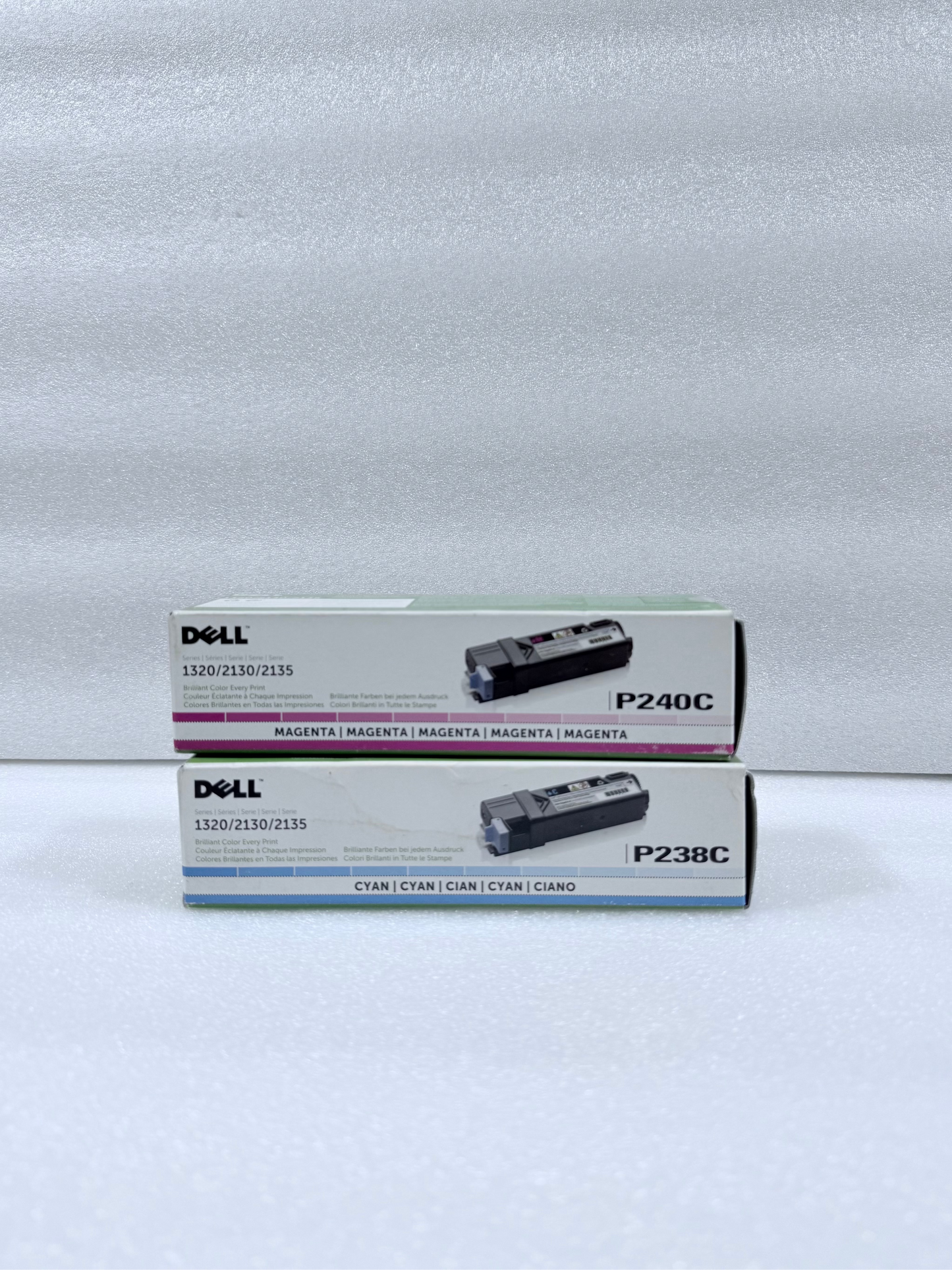 lot Of 2 - New Dell P240C Magenta & P238C Cyan Printer Ink Cartridges - (READ)