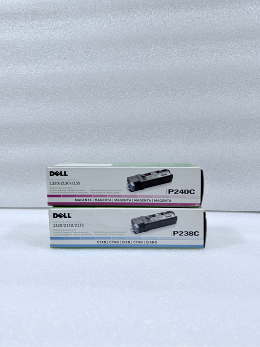 lot Of 2 - New Dell P240C Magenta & P238C Cyan Printer Ink Cartridges - (READ)