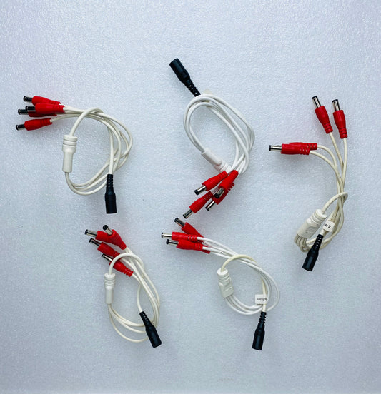 lot Of 5 - Q-See 12V In DC 12" Power Splitters, 1 Female to 4 Male Tips - (READ)