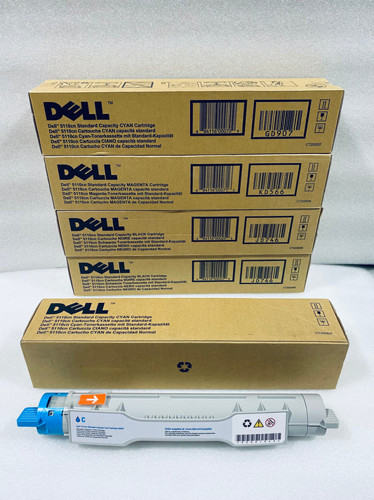 lot Of 5 New Open Box-Dell 5110cn Standard Cartridge, Black, Cyan & Magenta-READ