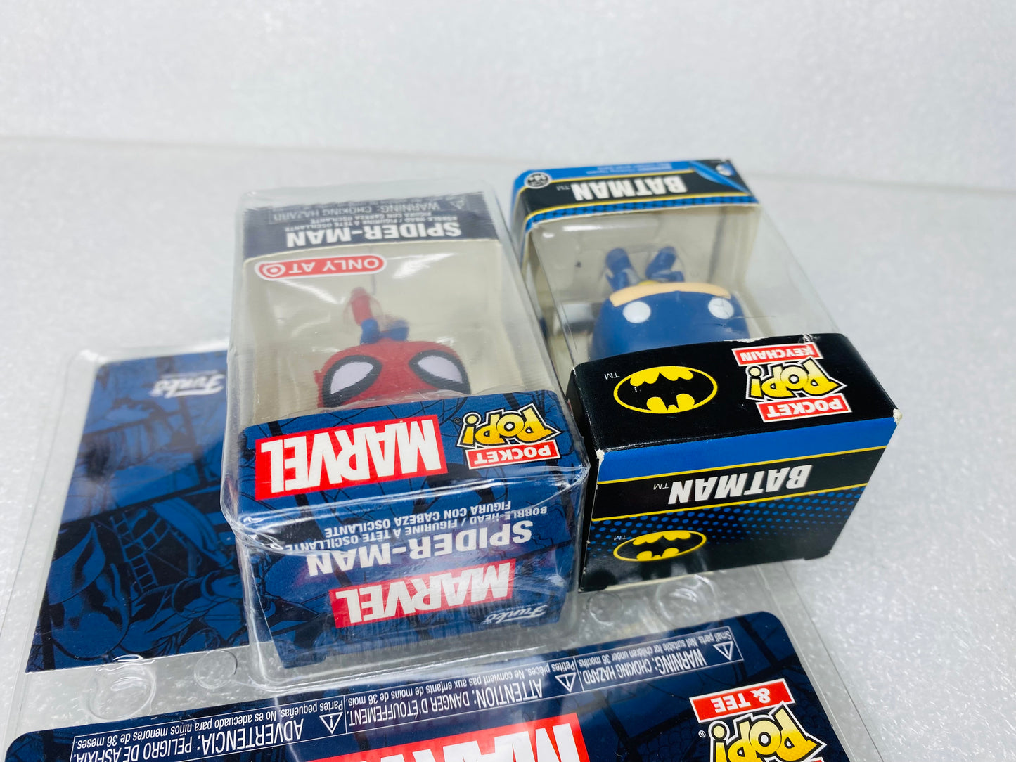 lot Of 2 Pocket Funko Pop Keychains, Spider-Man & Classic Batman - (READ)