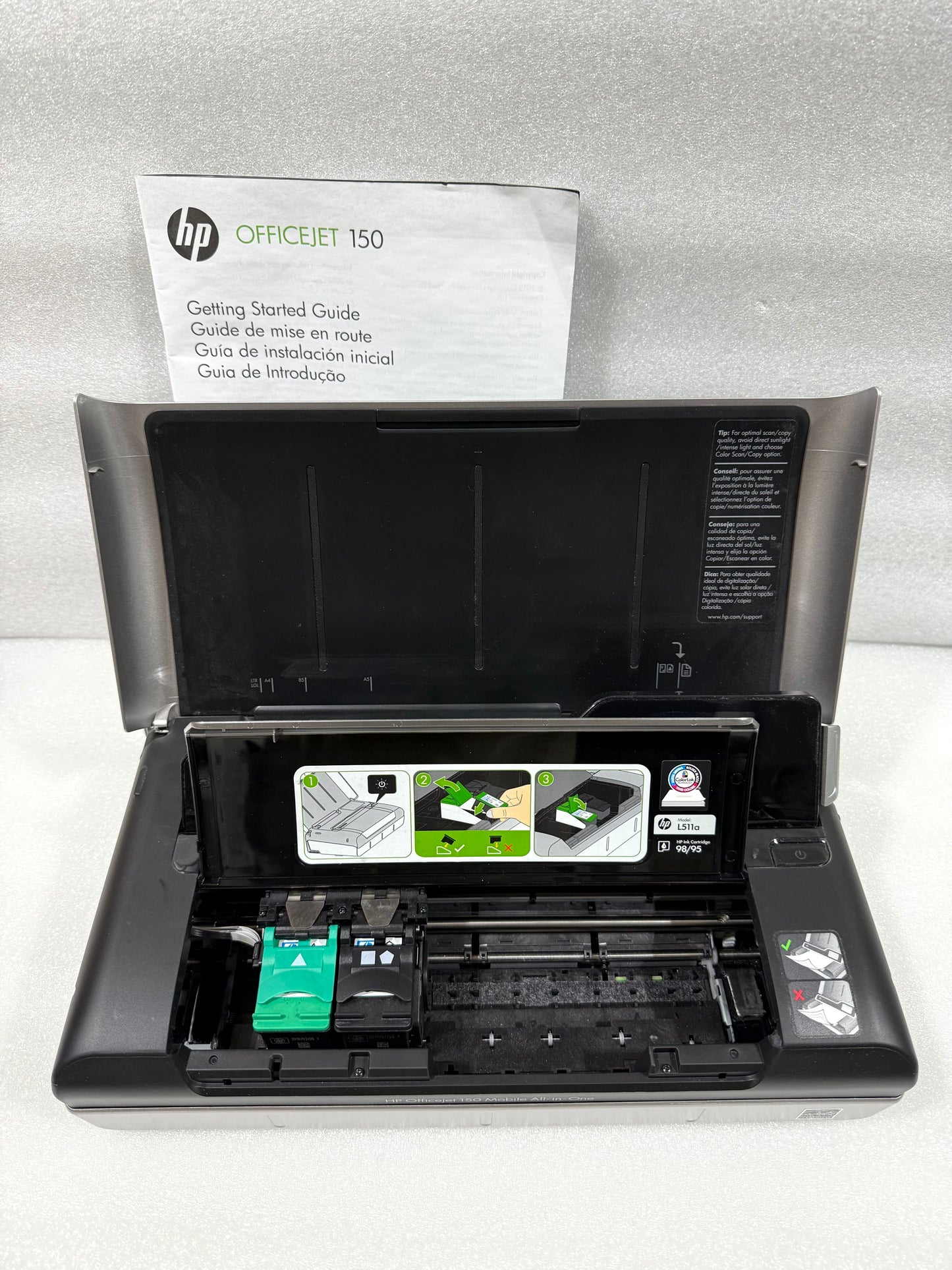 hP OfficeJet 150 Mobile All-In-One Bluetooth Printer, No Ink, CN550A - (READ)