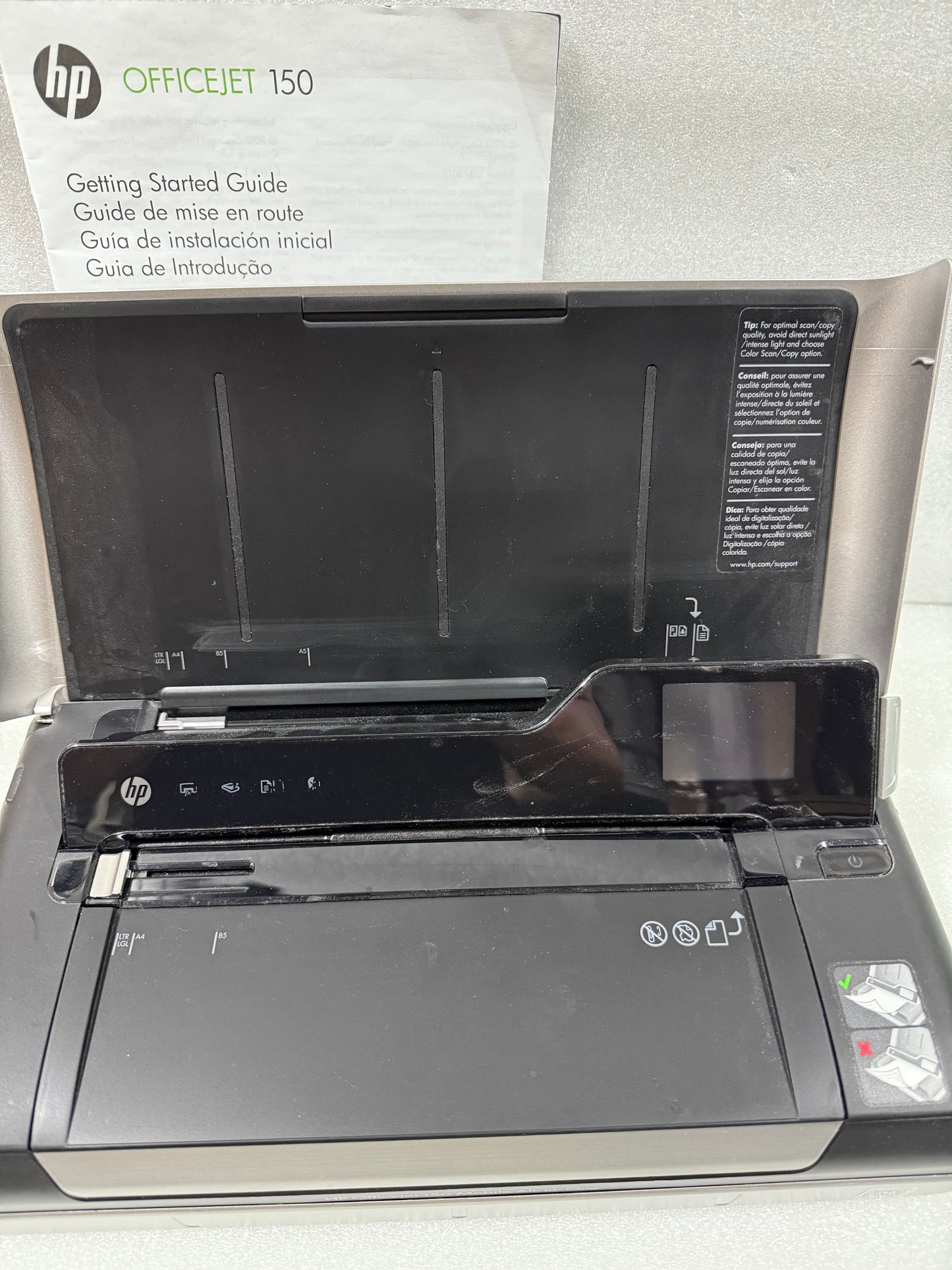 hP OfficeJet 150 Mobile All-In-One Bluetooth Printer, No Ink, CN550A - (READ)
