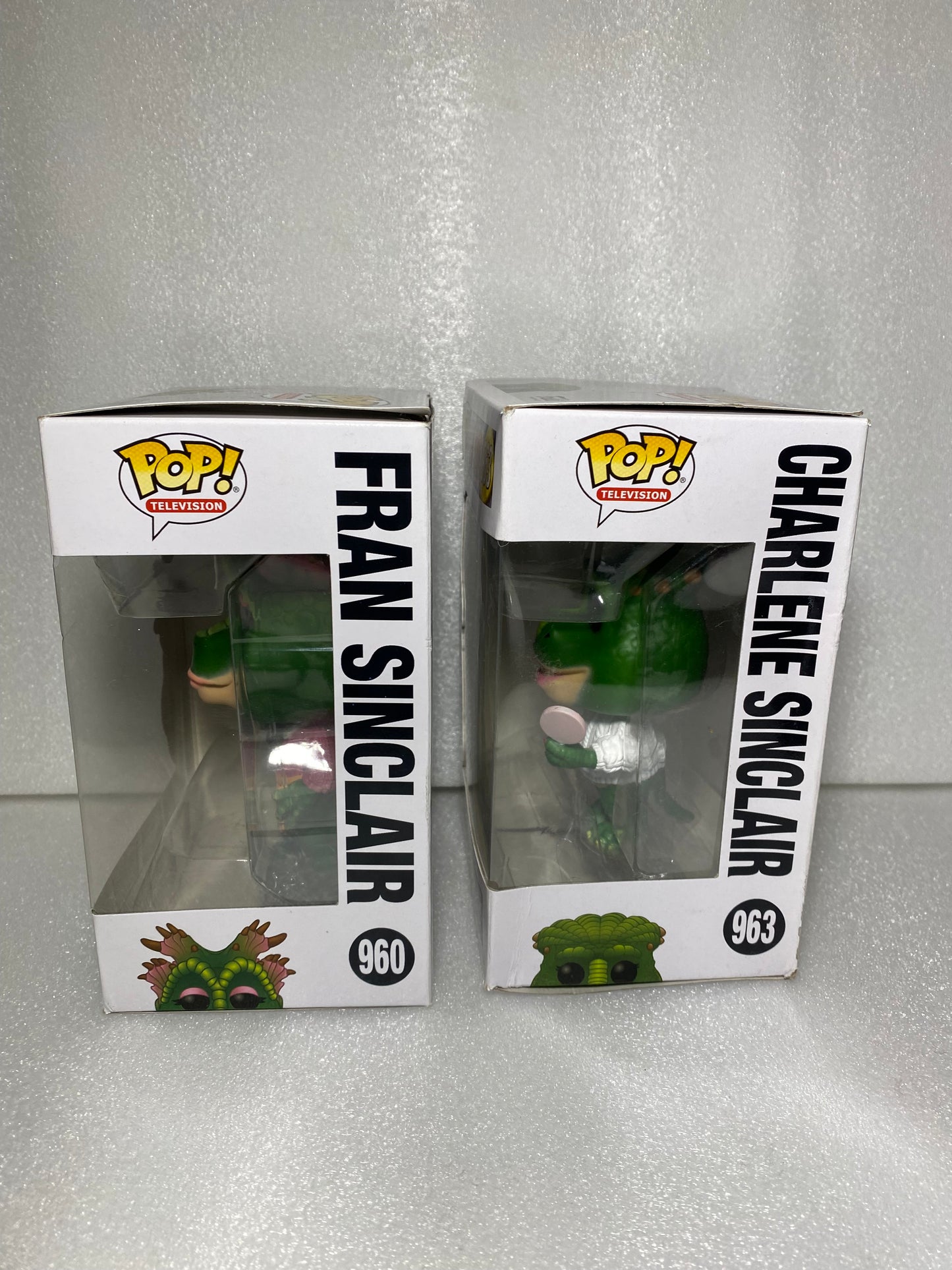 funko Pop Dinosaurs Figures #963 Charlene & #960 Fran 7" x 6.5" x 4.5" - (READ)