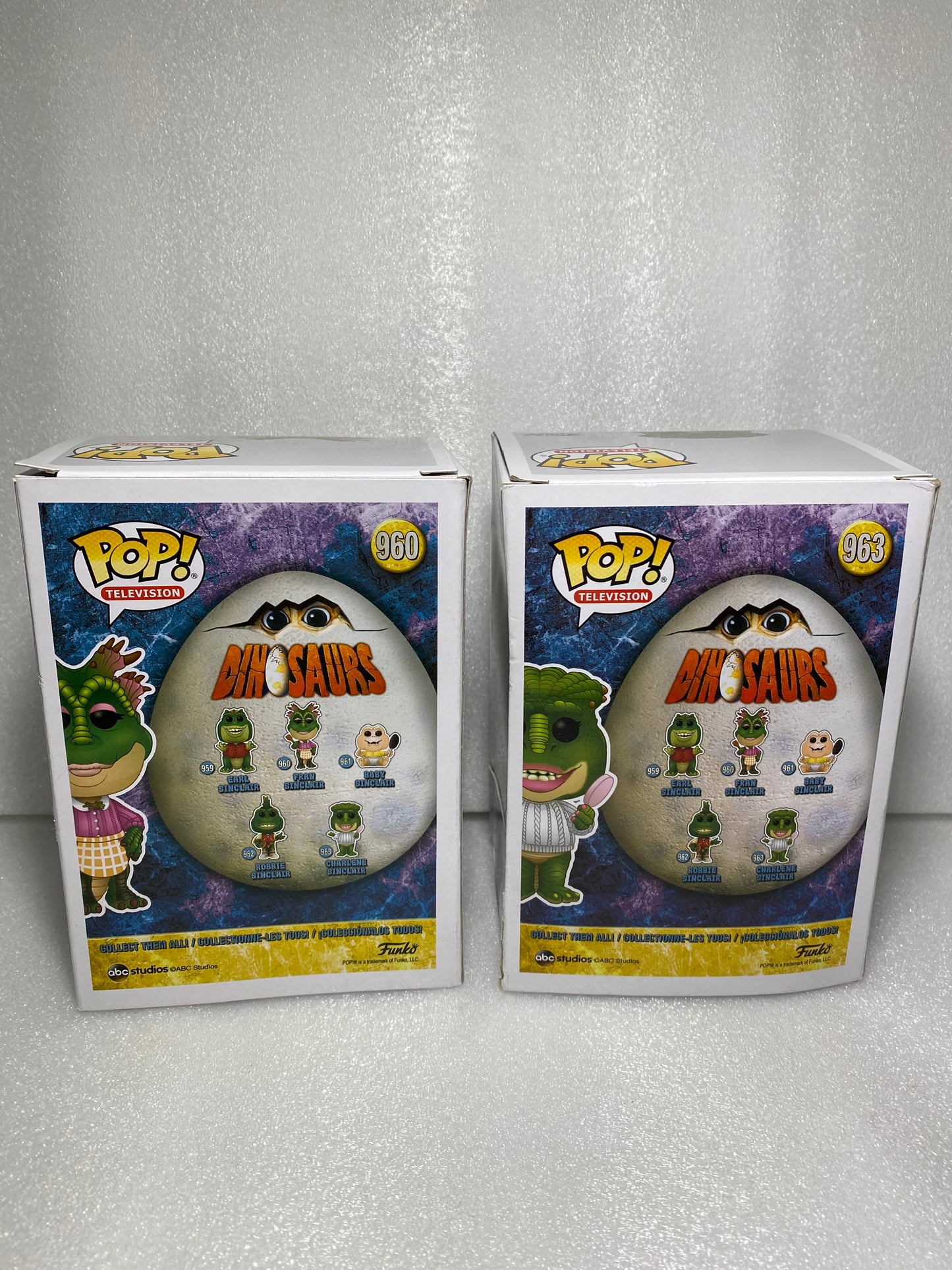 funko Pop Dinosaurs Figures #963 Charlene & #960 Fran 7" x 6.5" x 4.5" - (READ)