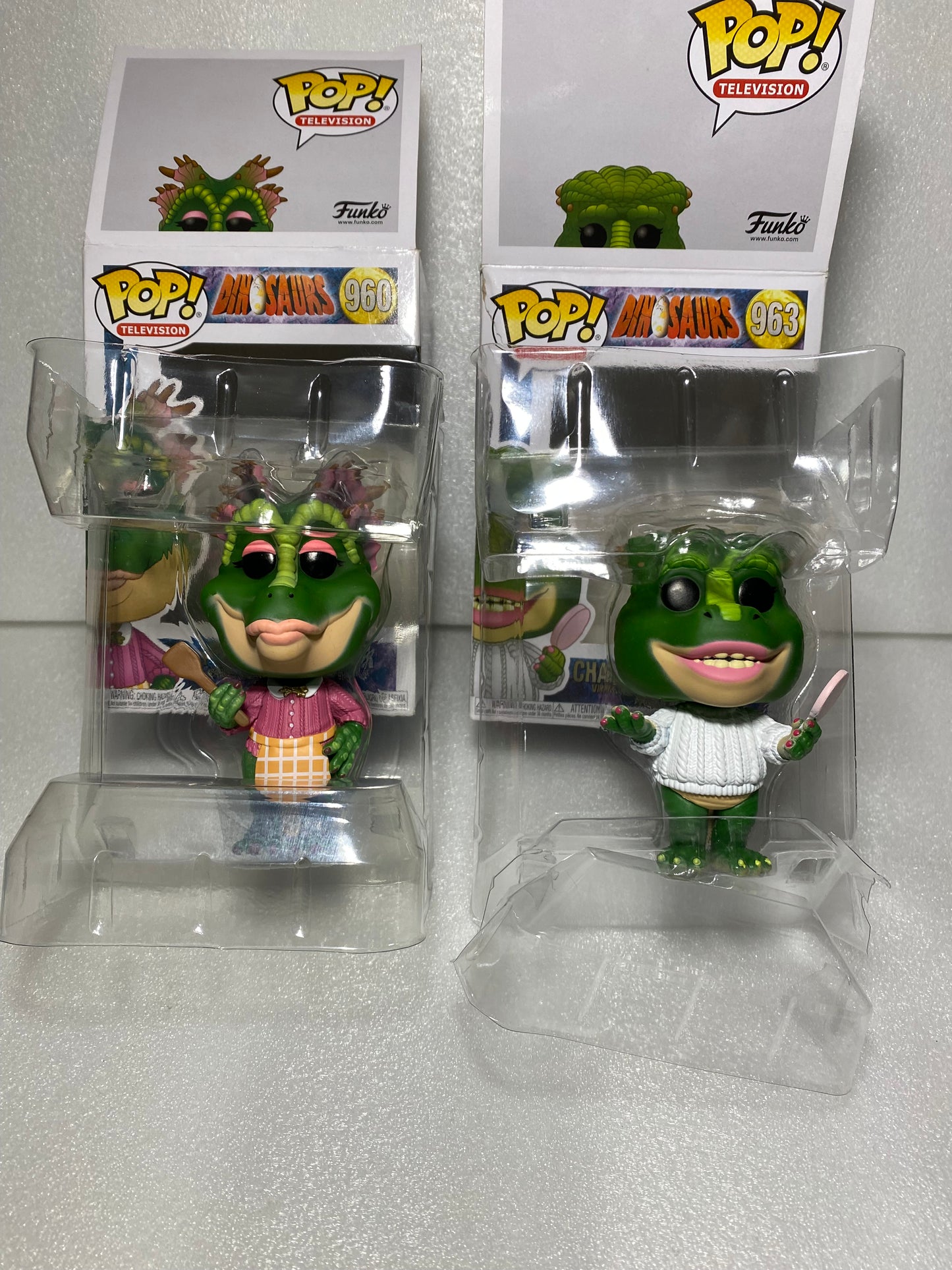 funko Pop Dinosaurs Figures #963 Charlene & #960 Fran 7" x 6.5" x 4.5" - (READ)
