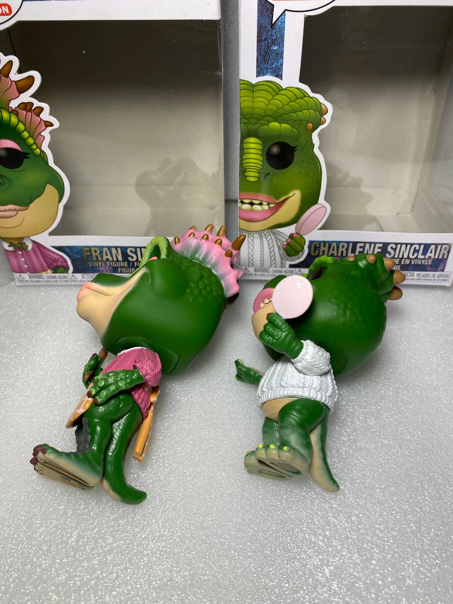 funko Pop Dinosaurs Figures #963 Charlene & #960 Fran 7" x 6.5" x 4.5" - (READ)