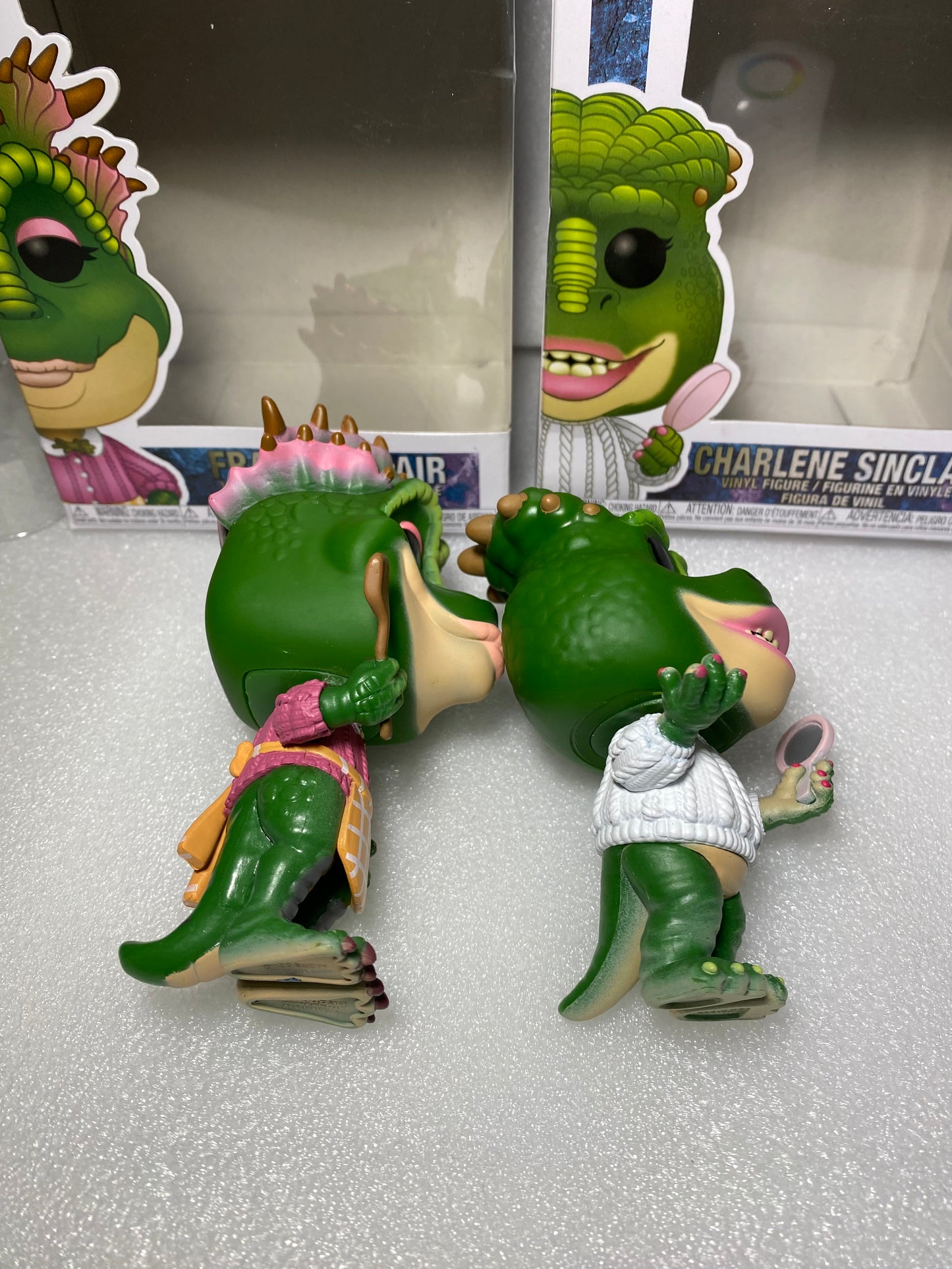 funko Pop Dinosaurs Figures #963 Charlene & #960 Fran 7" x 6.5" x 4.5" - (READ)
