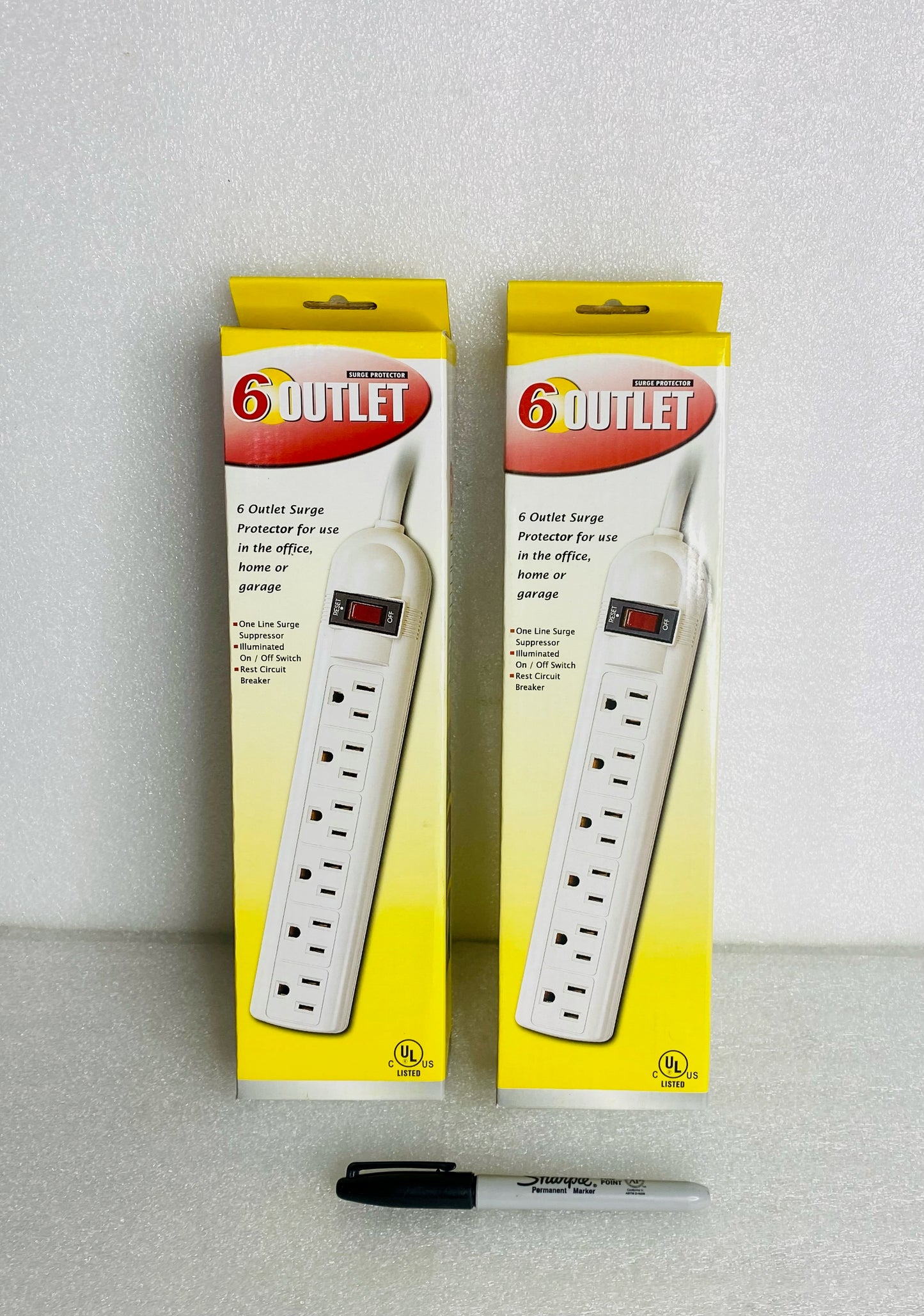 #242 - Lot Of 2 New 6 Outlet Surge Protector (AS SHOWN)