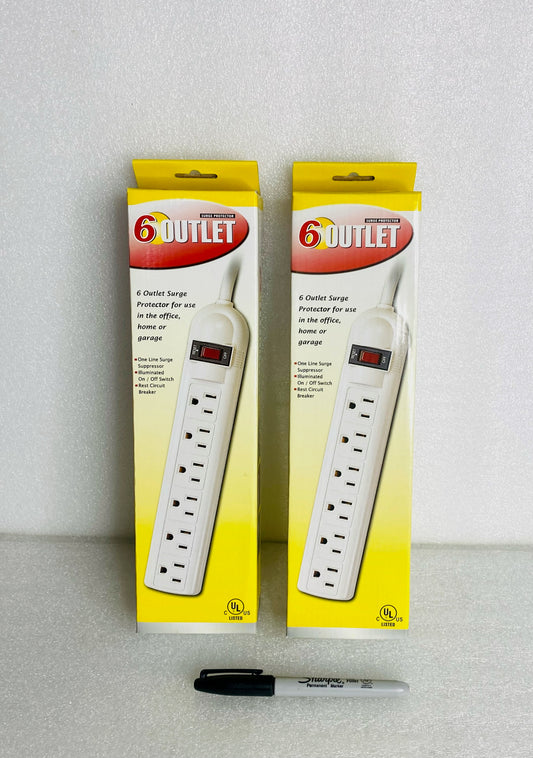 #241 - Lot Of 2 New 6 Outlet Surge Protector (AS SHOWN)